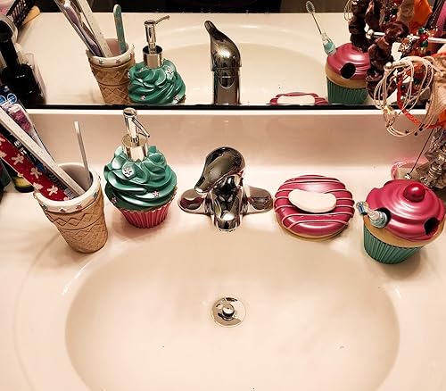 Miniatura 6 de Juego de accesorios de baño organizador completo con loción de batidodispensador de jabón, taza de baño de tubo de huevovaso, jabonera para donas,