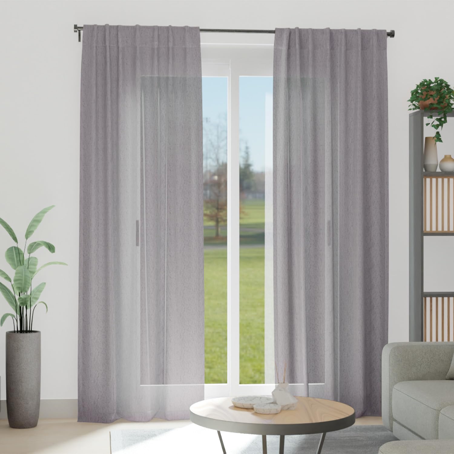 domus&trend - Tenda da arredo per Interni Ignifughe Filtranti, Tende a Pannello 140x300 cm, Per Casa Binario o Bastone, Tende a Pannello Moderne, 100% Made in Italy (Grigio_Attacco per bastone)