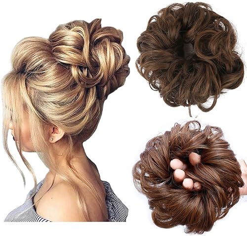 Miniatura 1 de Cabello sintético despeinado, grueso, extensiones para coleta, cabello recogido