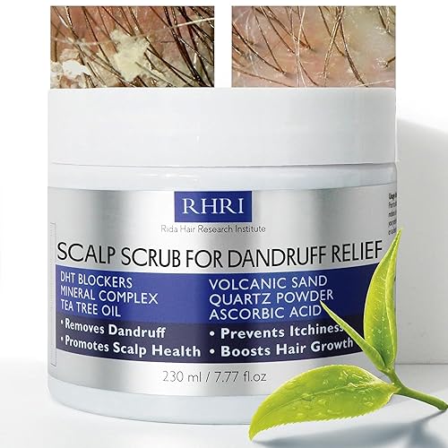 Exfoliante anti caspa para cuero cabelludo de hombres y mujeres  Tratamiento capilar con aceite de árbol de té y bloqueadores de DHT  Elimina la