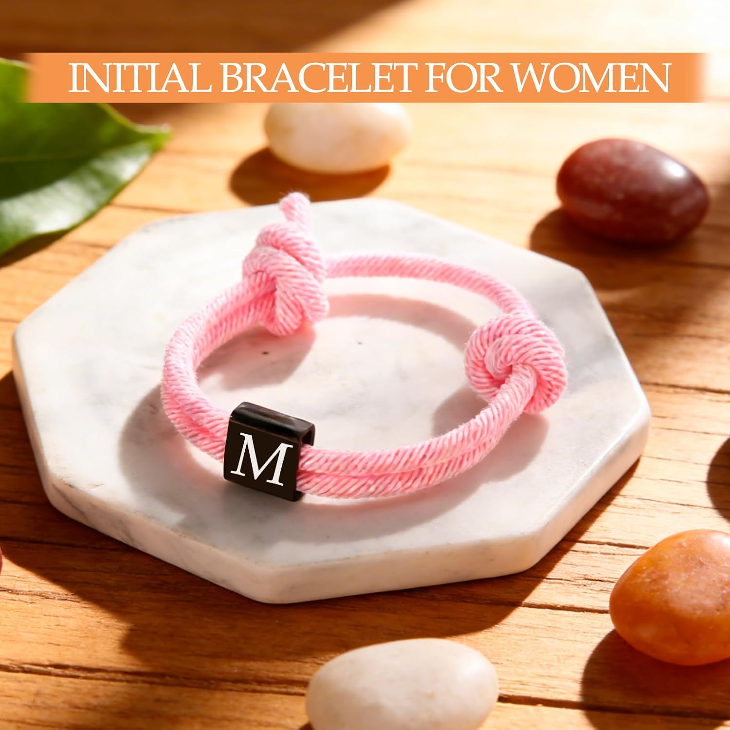 Initial Bracelets Necklace for Women, Personalized Rope Braided Bracelet Gifts Set, Birthday Graduation Gifts for Mom Her Aunt Teacher Daughter Sister