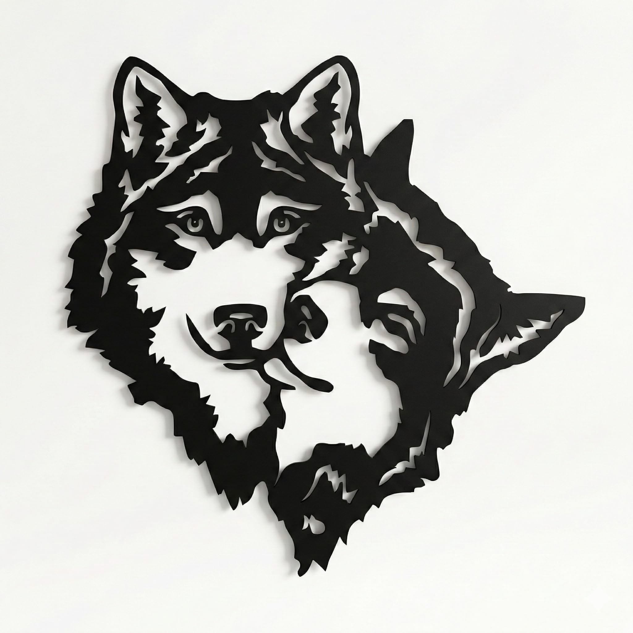 DEKADRON Décoration murale en métal – Silhouette de loups – Décoration murale en métal pour maison, bureau, chambre à coucher, salon (58 x 58 cm)