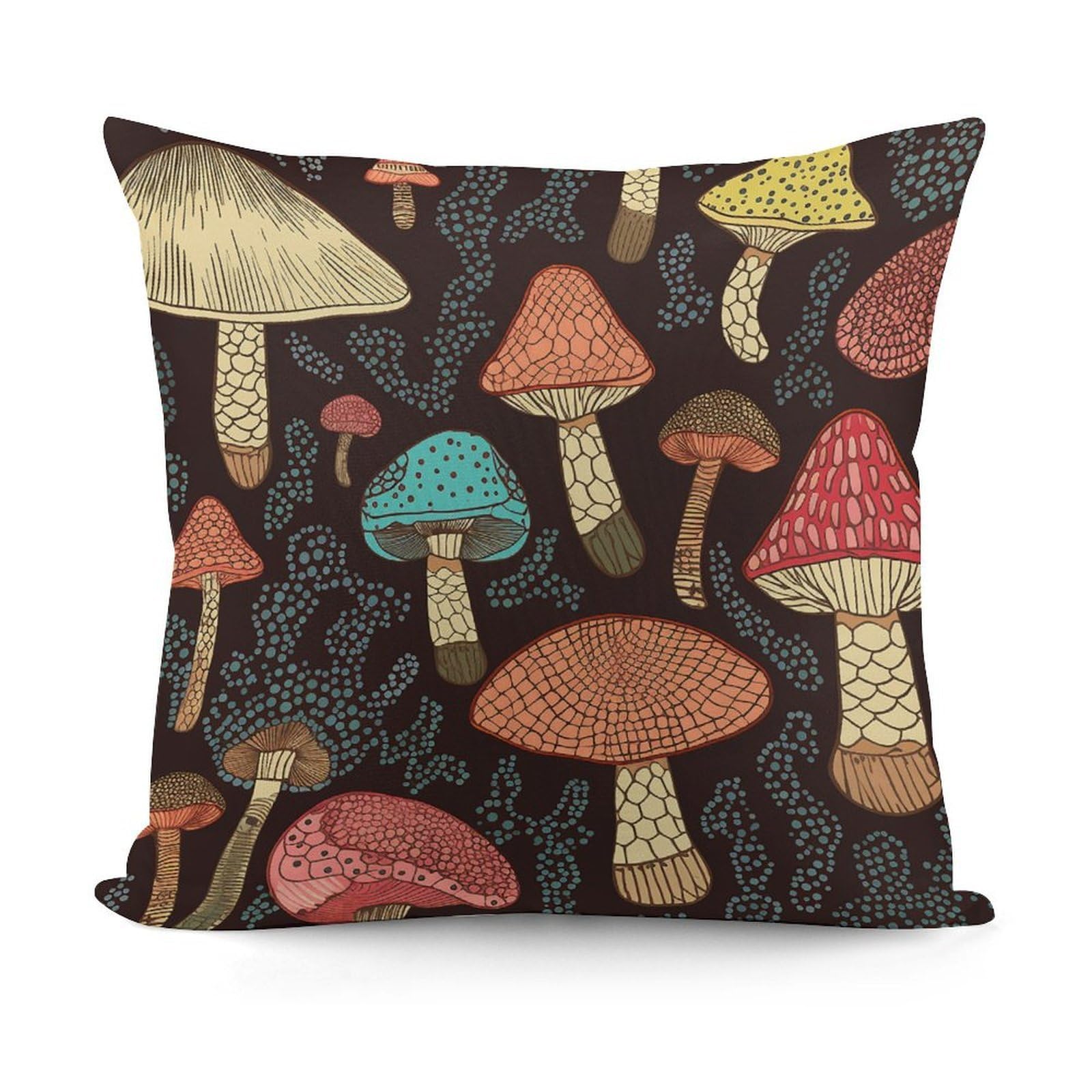 VstaDank Decorative Mushroom Throw Pillow Covers Luxury Soft Pillowcases Fluffy Plush Accent Pillow Cases Personalized Square Lumbar Pillows Shells for All Seasons 18" X 18"