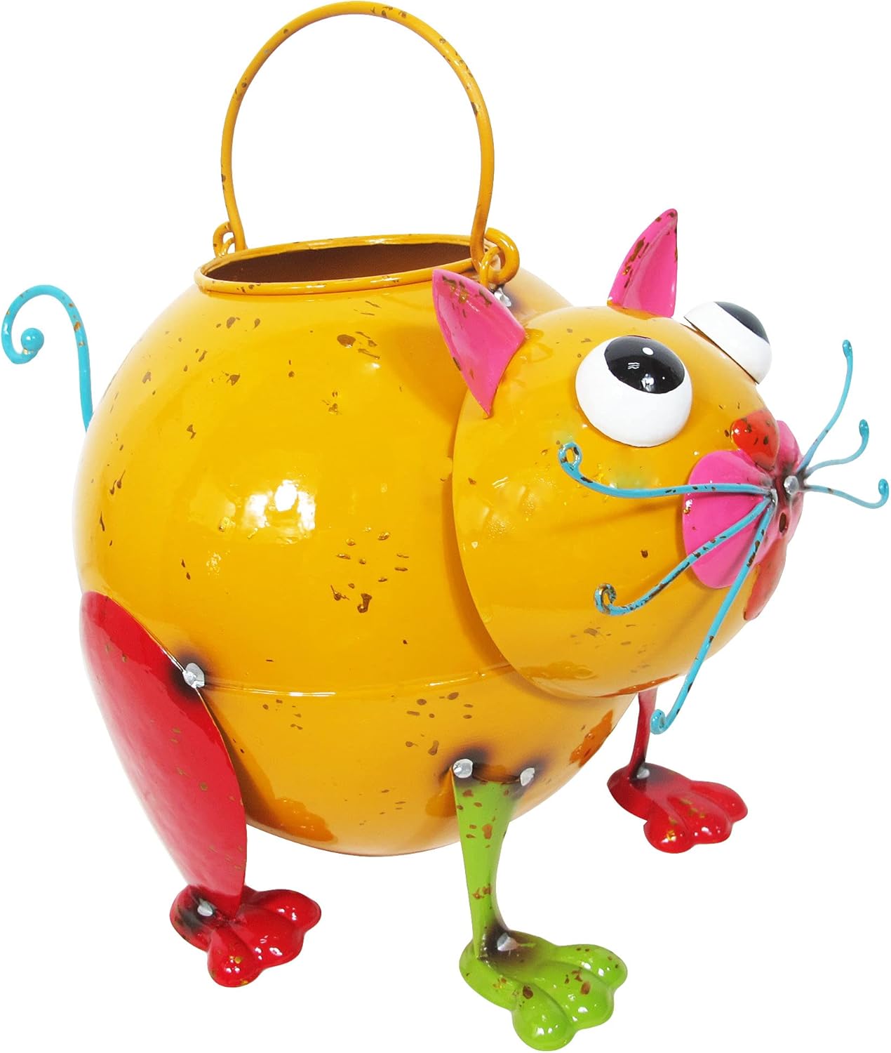 Fun Colorful Enameled Metal Watering Can - Cat, Continental Art Center Inc. CAC193006B