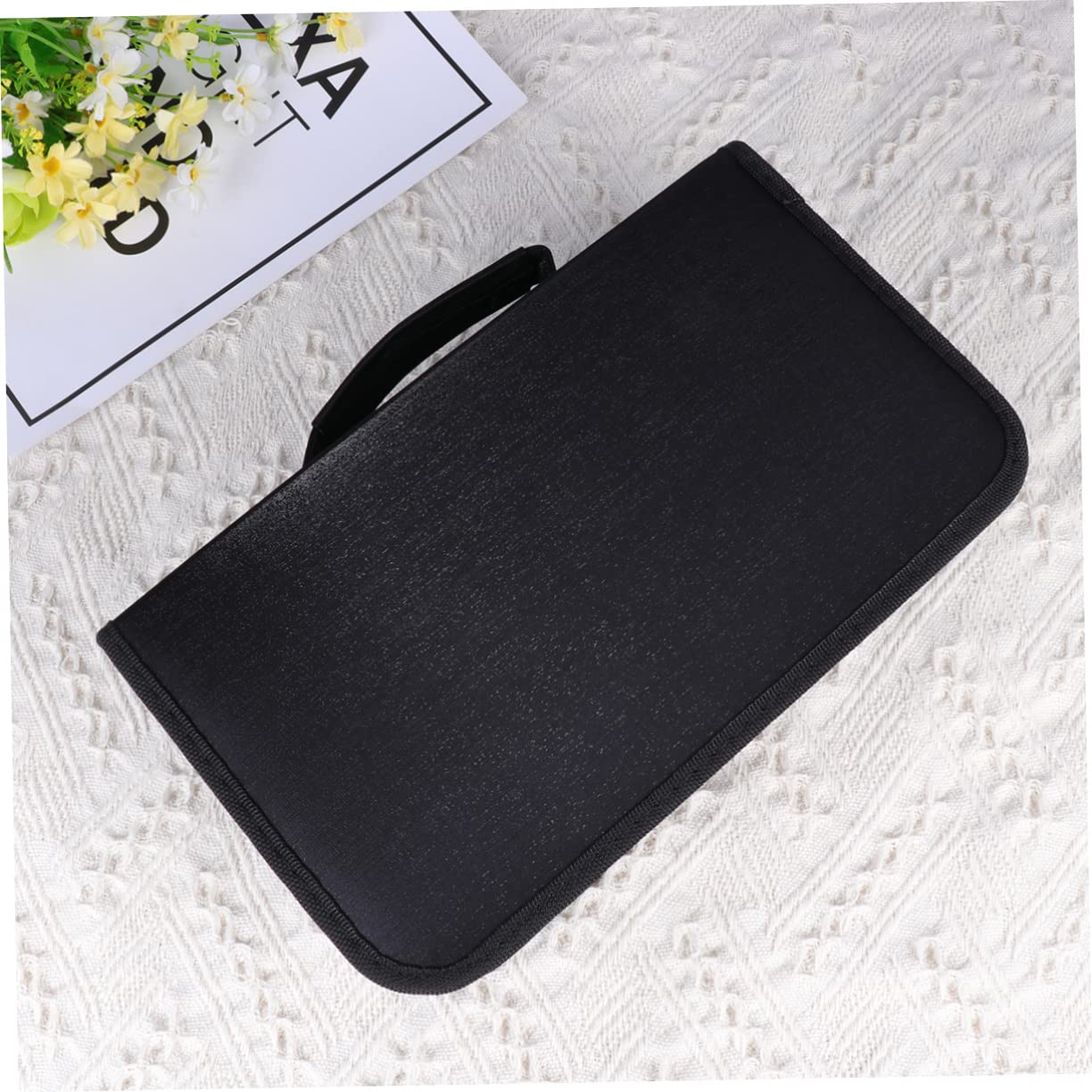 Cabilock 128pièces Pochette De Rangement Cd Mercerisée Capacité De Disques à Cd Pratique Et Élégant Noir