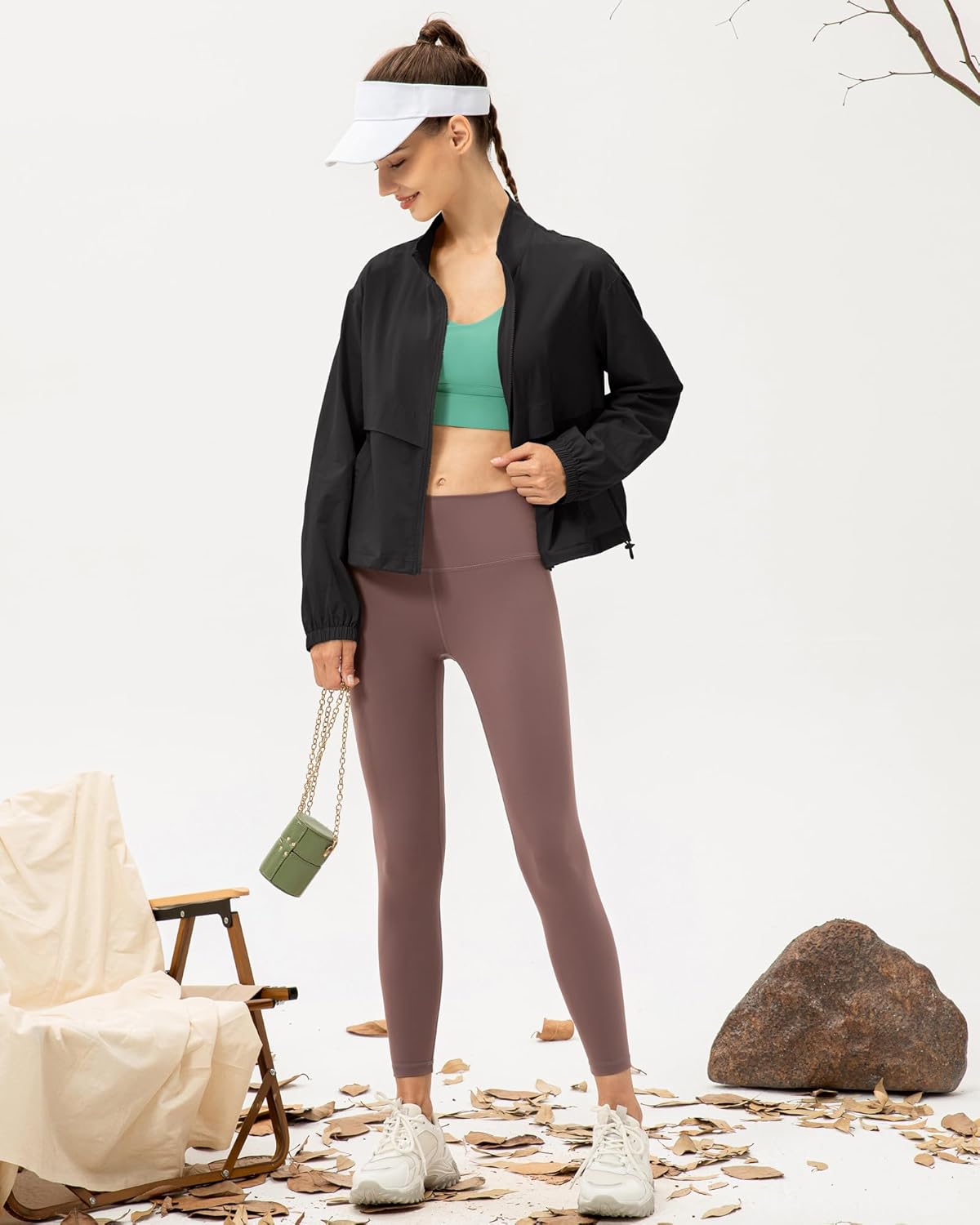 Women's Lightweight Zip Up Athletic Workout Jacket Stand Collar Sun Protection Shirts Outdoor Jackets - Image 5