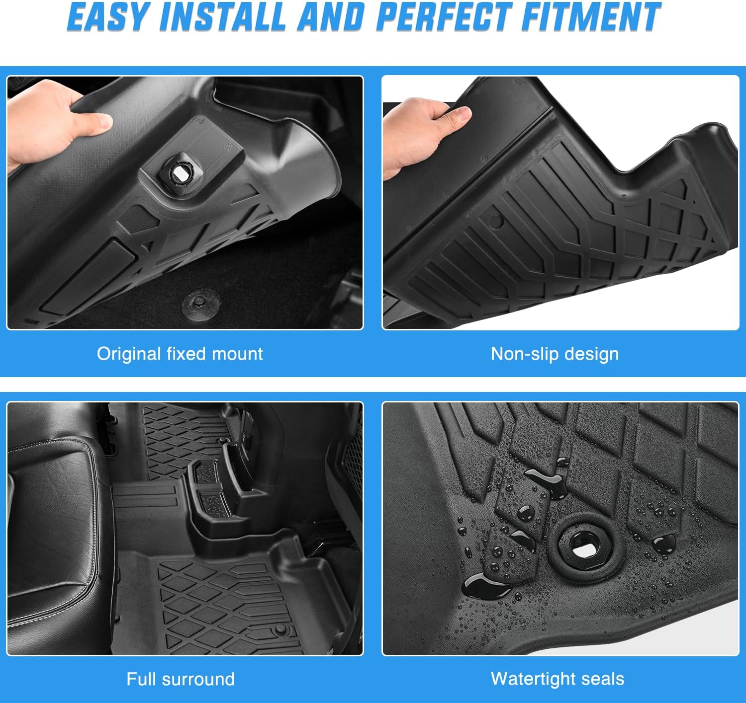 Nilight TPE Floor Mats for Acura MDX 2022 2023 2024 2025 2026 All Weather Custom Fit Heavy Duty Floor Liners - Image 4