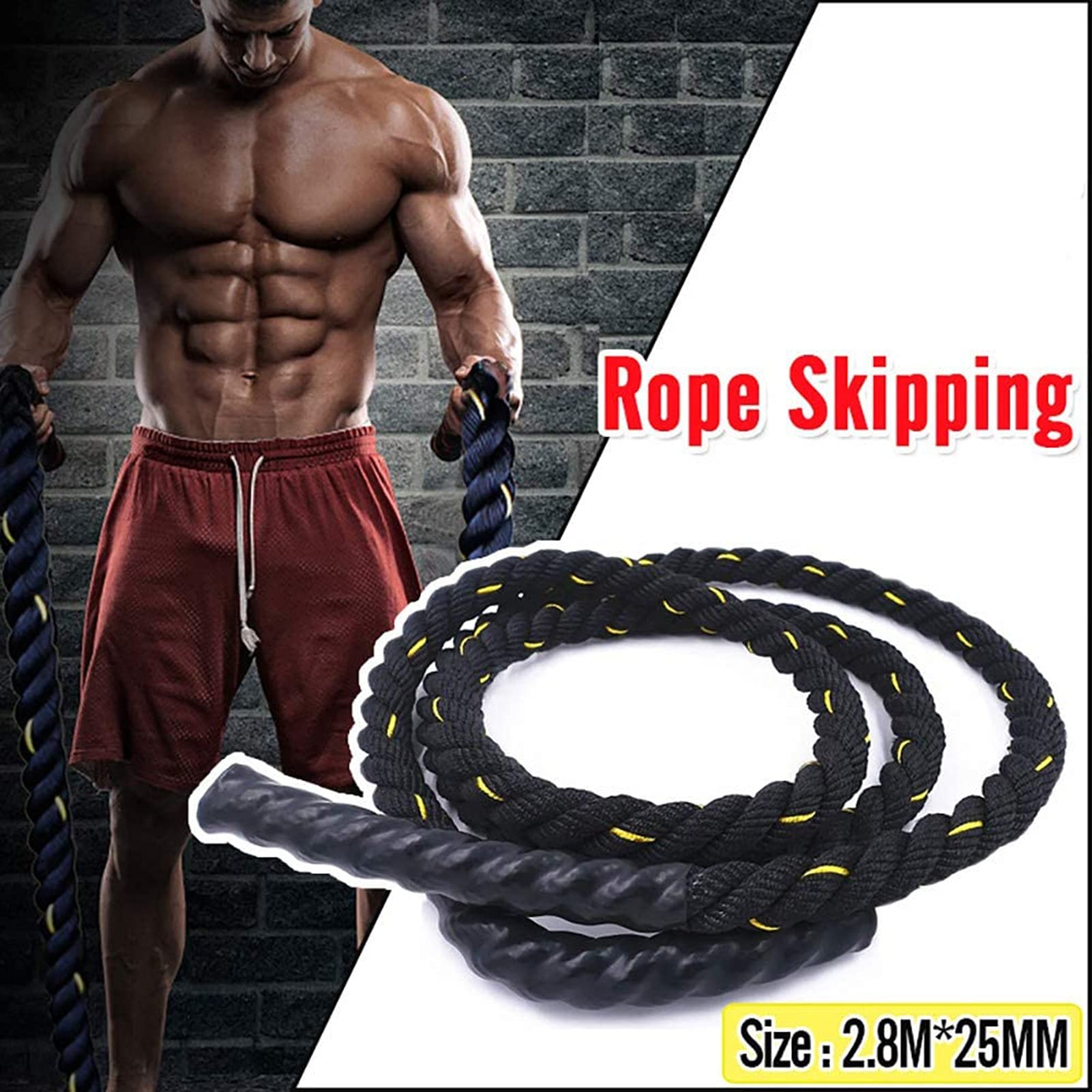 battle rope Corde Combattimento per Esercizi 2,8 M, Corda per Saltare con Pesi per Adulti, per Muscoli, Rafforzamento Della Forza E Perdita Peso, Corde per Esercizi per Allenamenti Di Tonificazione E