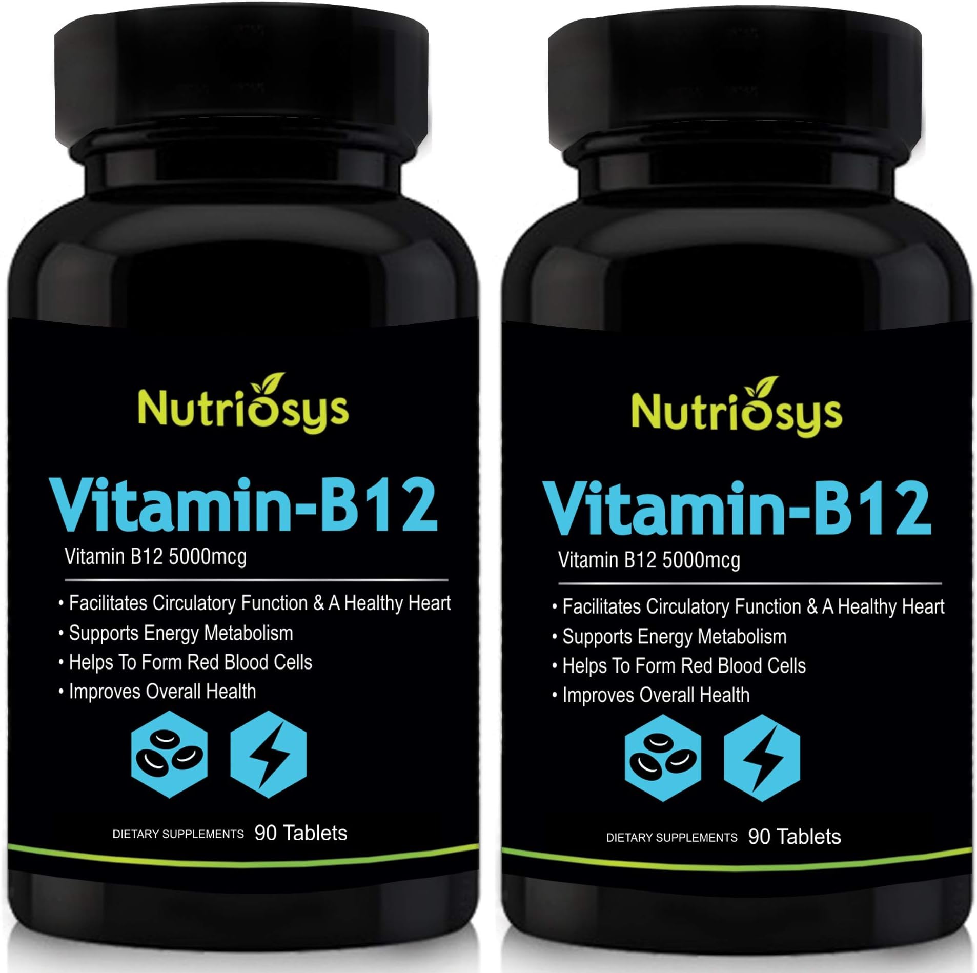 Nutriosys Vitamin B12 5000mcg (90 Tablets) - Pack of 2, Supports energy metabolism