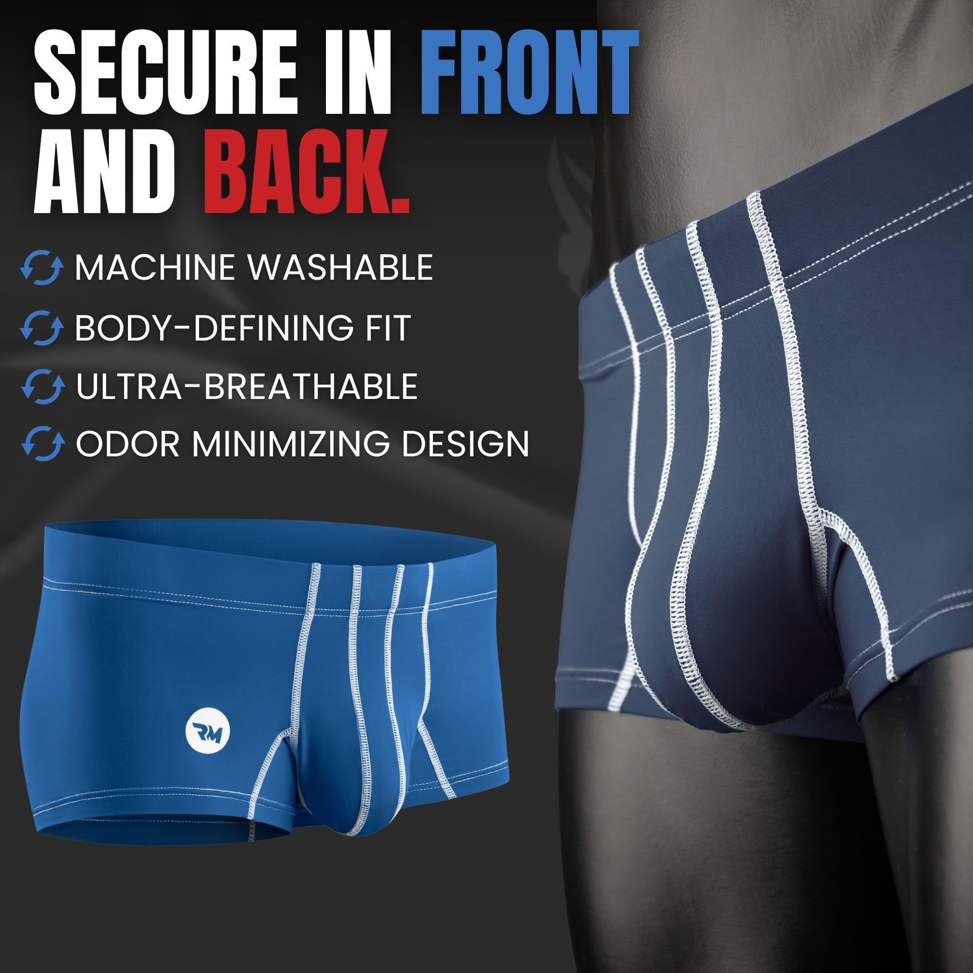 Real Men 3in Nylon Boxer Briefs D Pouch LRG 4pk Blk/DRK Blu/Lt Blu/Gry Men Underwear Pouch Mens Underwear Sexy Mens Bulge Boxer Briefs