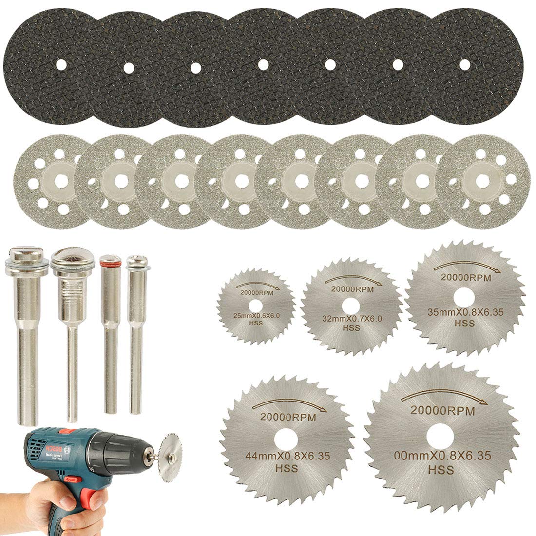 DIY Crafts HSS Mini Circular Saw Blade Set Resin Cut-Off Wheels Diamond Cutting Discs Rotary Tool Accessories for Woodwork Metal Plastic Stone Glass (Pack of 64 Pcs Kit, Multi,Combo Kit) (B0868CLVTT) Amazon Price History, Amazon Price Tracker