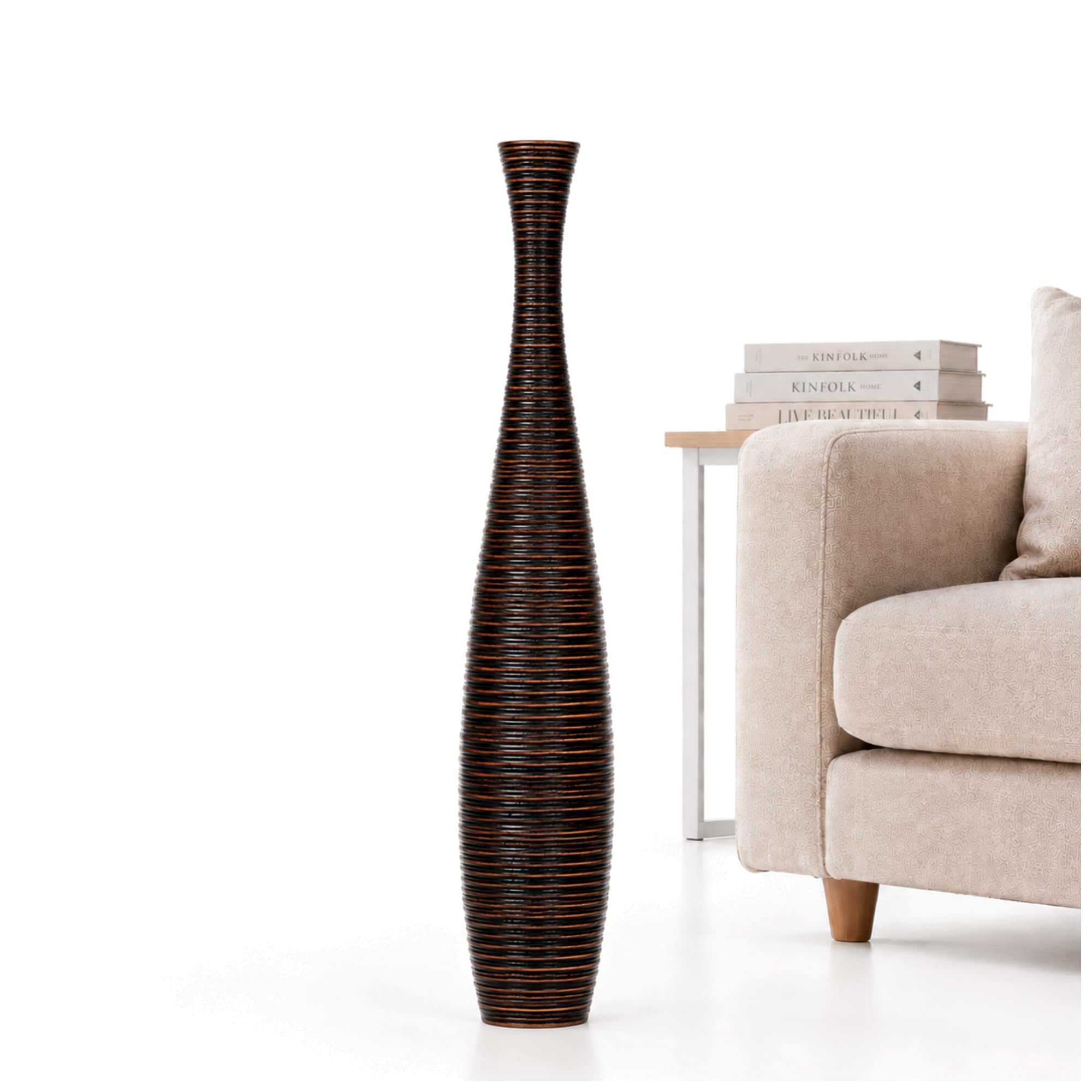 Leewadee Large Floor Vase 34 inches Mango Wood for Pampas Grass, Dried Flowers