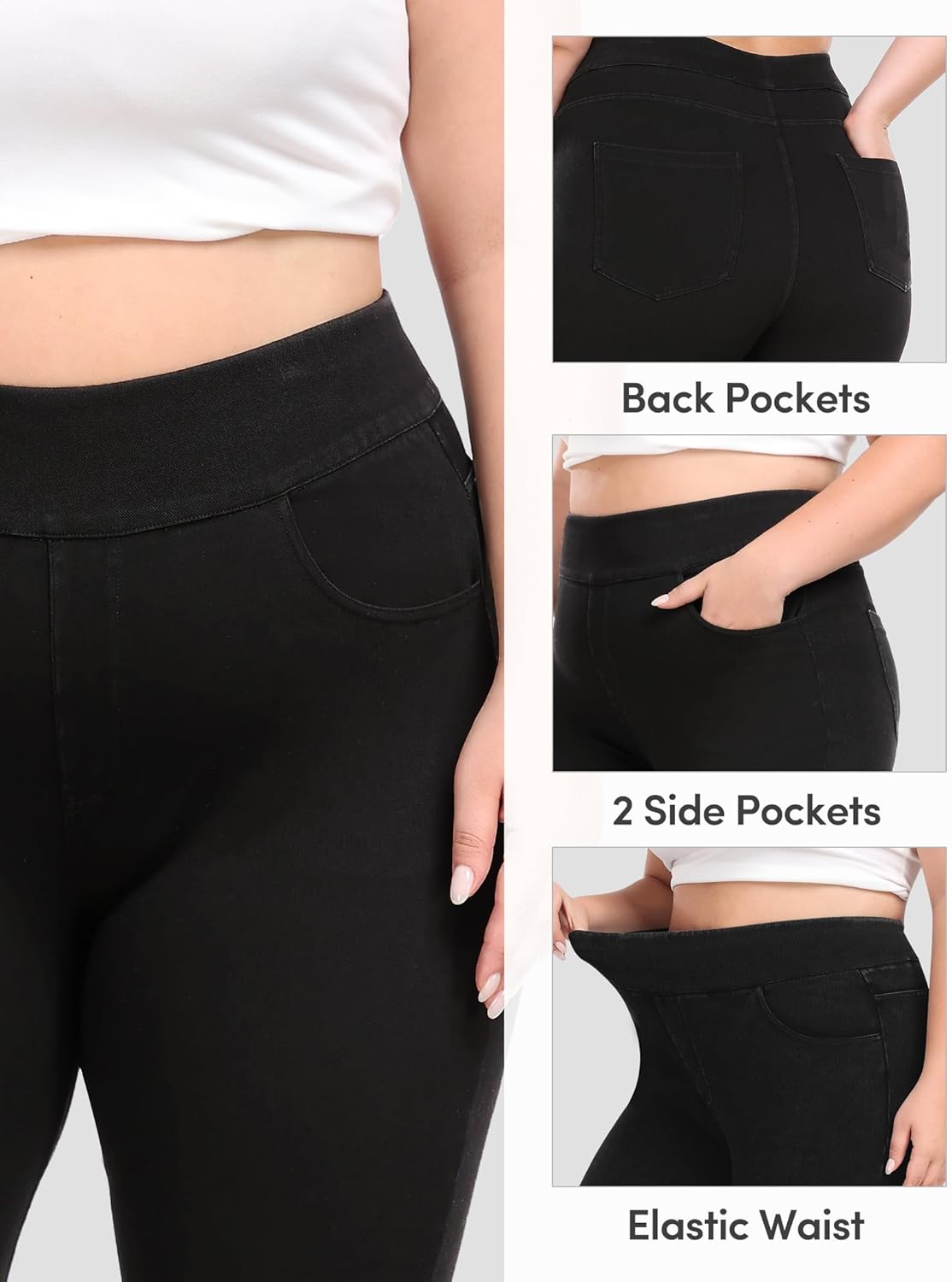 IUGA Stretchy Jeans for Women High Waist Jeggings Tummy Control Skinny Jeans Pull on Leggings with Pockets Trendy Casual