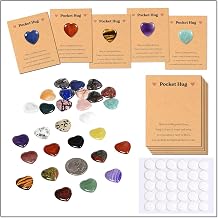 28 Sets Pocket Hug Heart Worry Stone Keepsake Exchange Relationship Cards for Colleagues Family Distance Social Celebration of Life Gift (28 Heart)