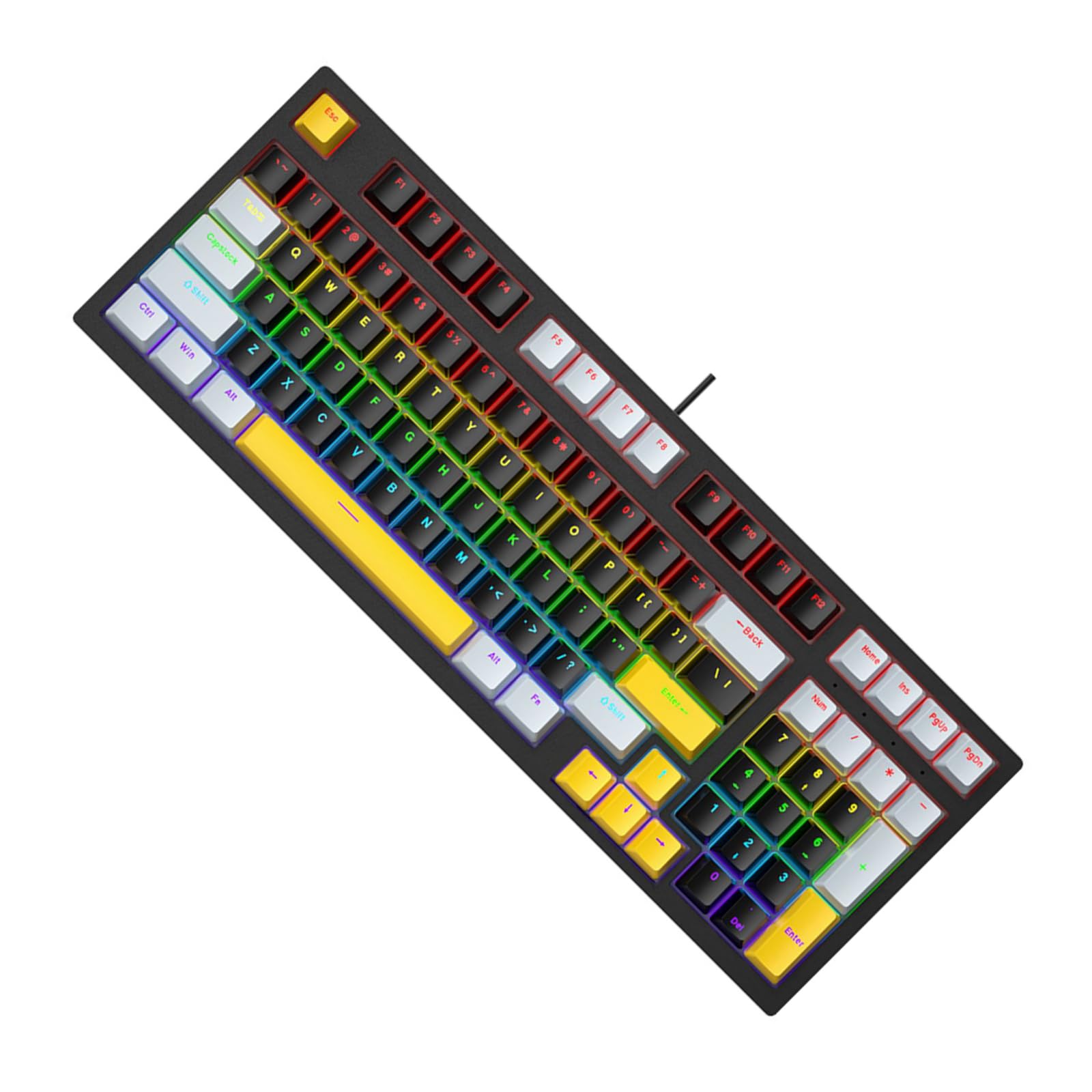 Tastiera meccanica da gioco 96 tasti Tastiera da gioco retroilluminata a LED Tastiera da ufficio ergonomica con cavo per PC Gamers Desktop