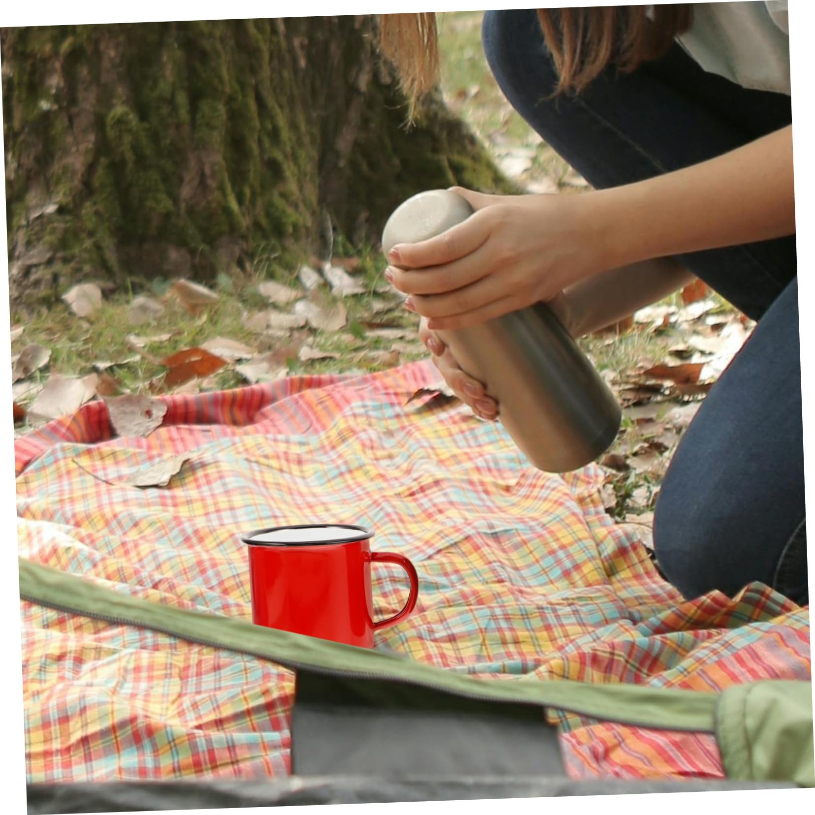 Tazas de Café y Diseño Clásico Camping para y Juego de 4 Esmaltadas Vintage de 350ml, Fáciles de Limpiar Adecuado para Camping y Uso Diario Uso Diario