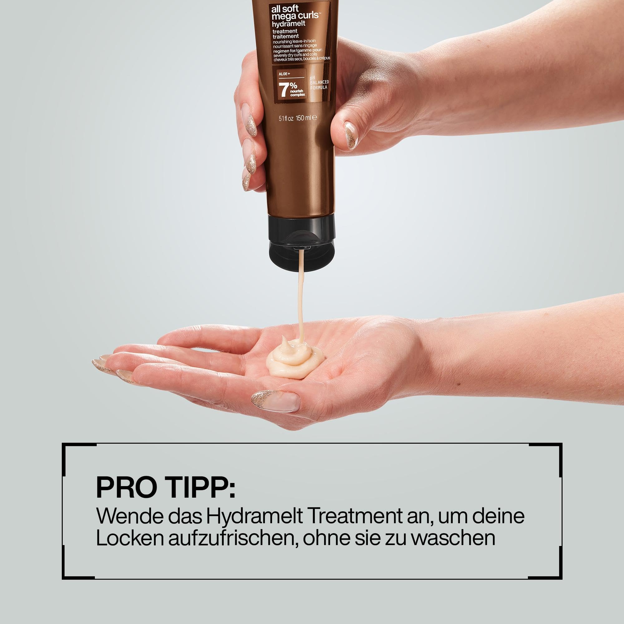 Redken Leave-In Haarcreme für lockiges oder krauses Haar, Belebt und hydratisiert trockenes Haar, Mit Aloe Vera, All Soft Mega Curls Hydramelt, 150 ml