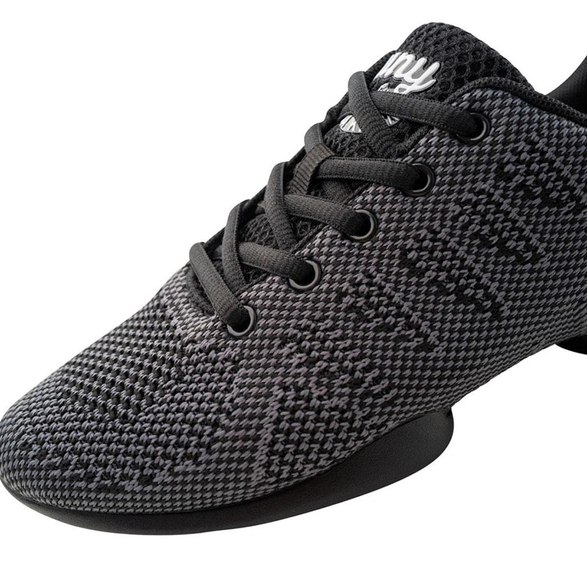 Anna Kern Zapatillas de danza para hombre 4050 Bold – Textil negro/gris – Ancho normal – tacón de 1 cm – Suela de poliuretano dividida