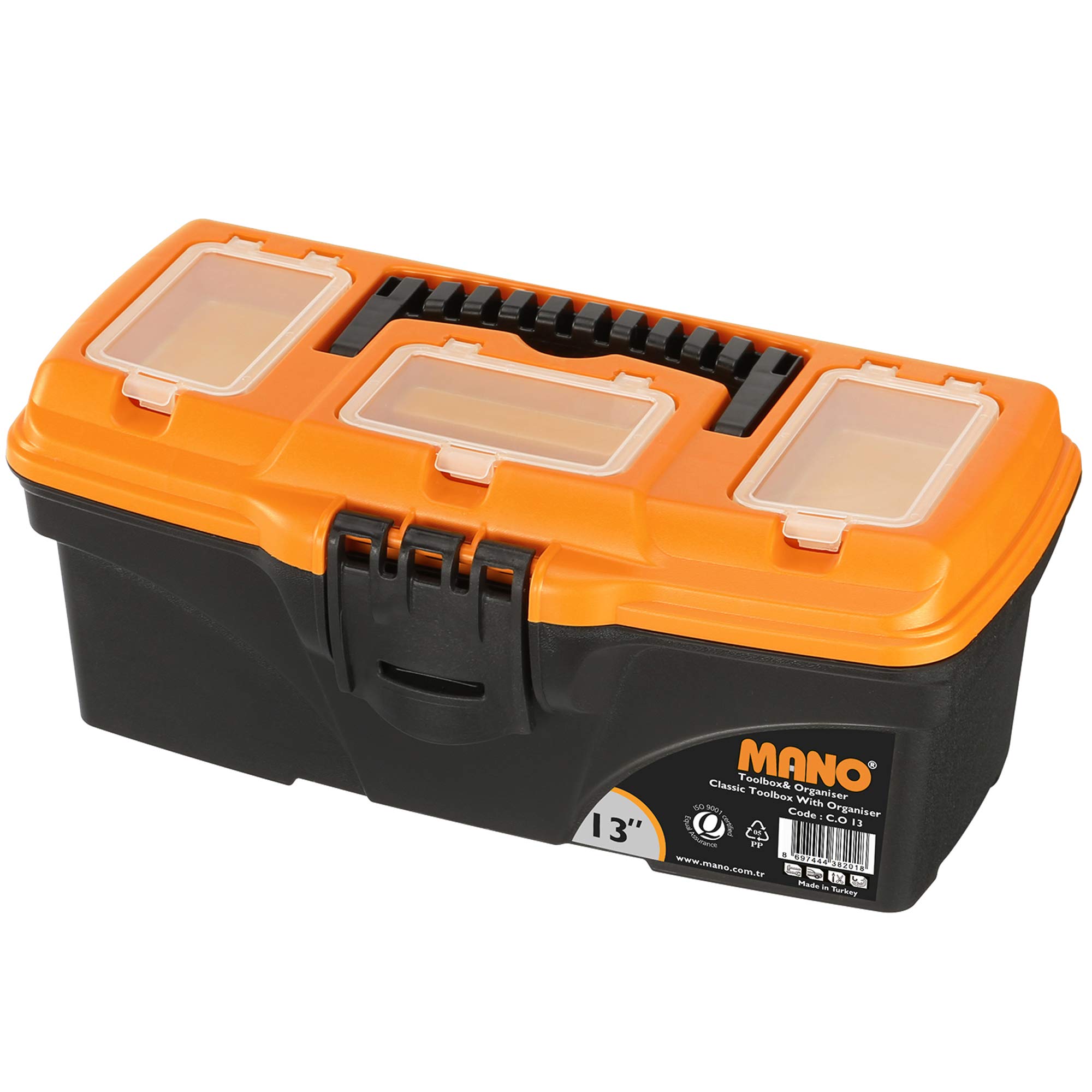 Urbnliving Orange Large Plastic Toolboxes Tool Storage Organisers With Lockable Lids, Carry Handles And Light Weight/Available In Several Sizes (13")