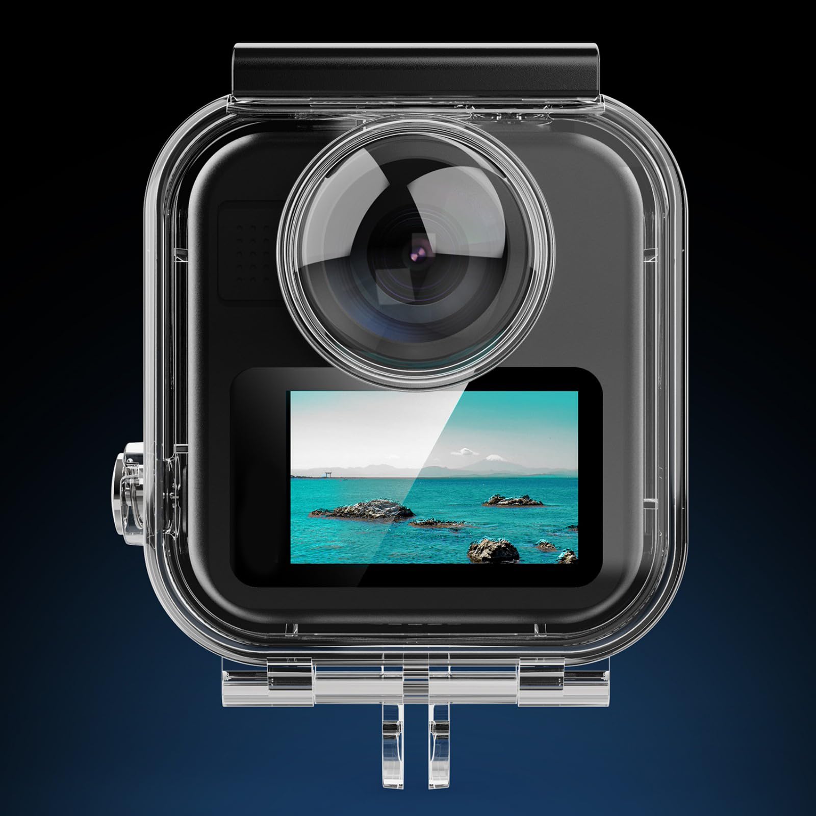 Boîtier sous-marin transparent pour caméras d'action, étui de plongée améliore le design résistant aux chocs, capture de scène dynamique, coque de protection transparente pour appareils photo