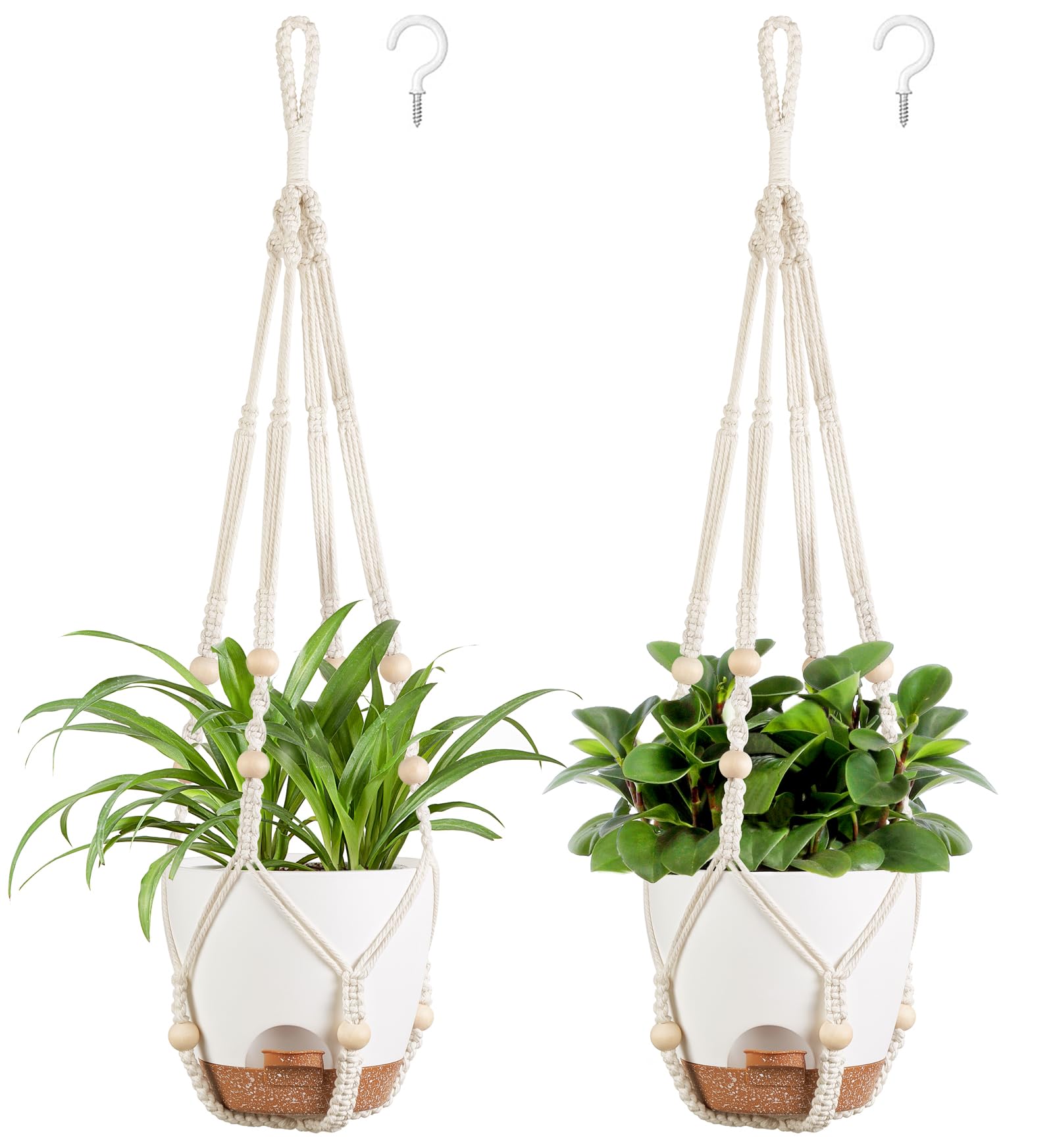 Mkono 6.5 Inch Macrame Self-Watering Set