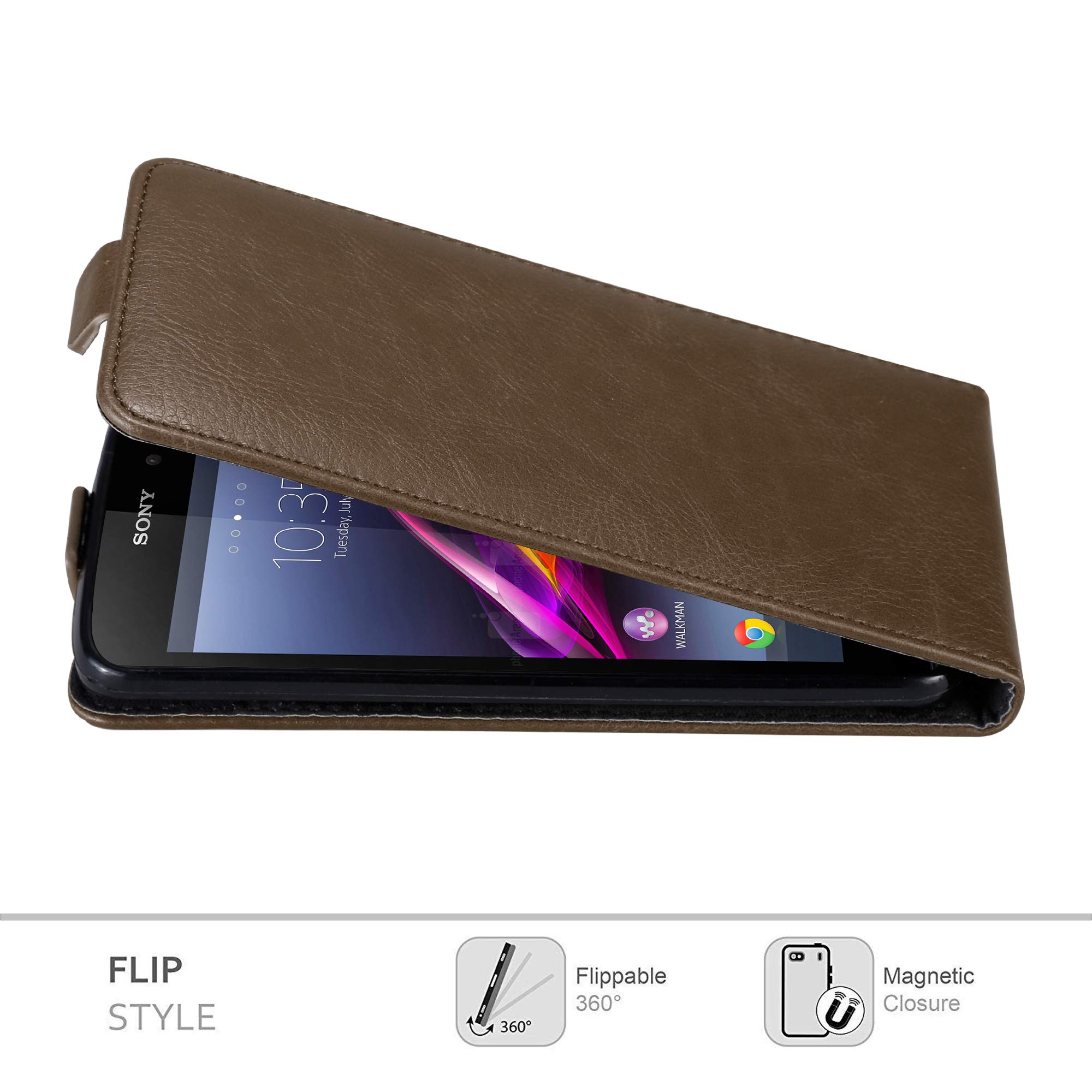 Cadorabo Cover Flip Sony Xperia X Compact: Custodia In Pelle Magnetica Nero Notte, Portafoglio - 2