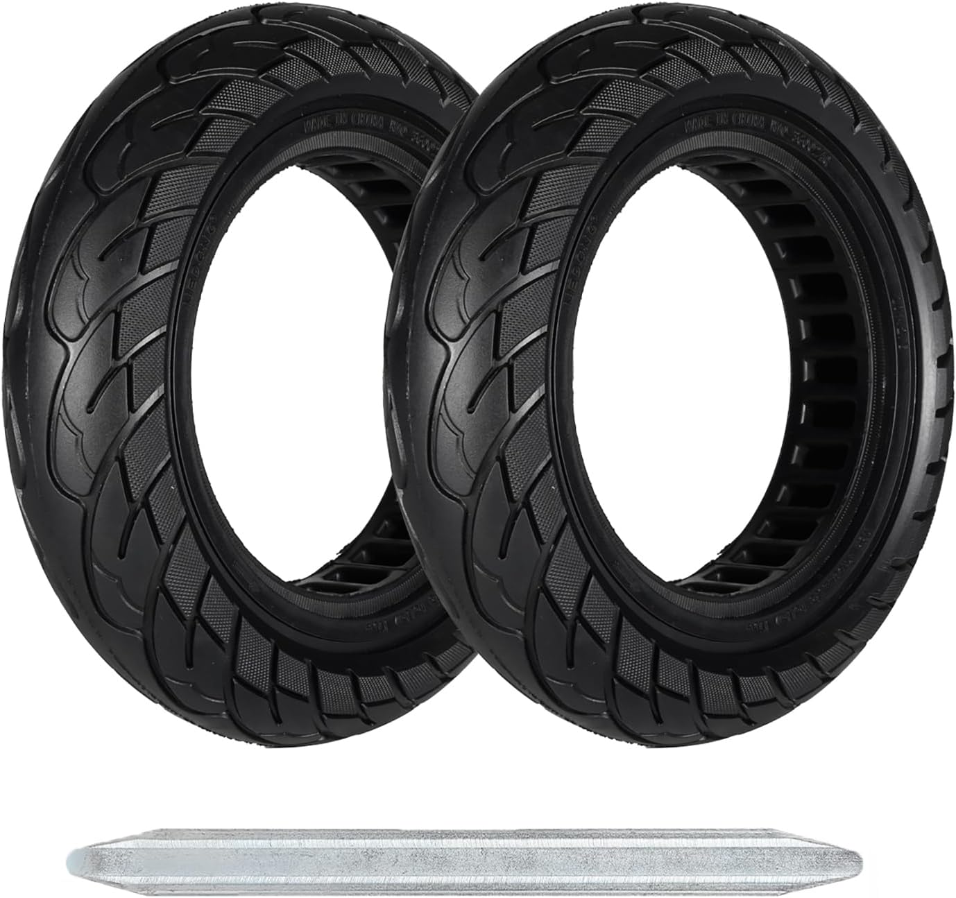60/70-6.5 Scooter Tire, 2pcs 10 x 2.5 Solid Tires，Replacement Wheel Compatible with 10x2.5-6.5 Rubber Scooter Tire