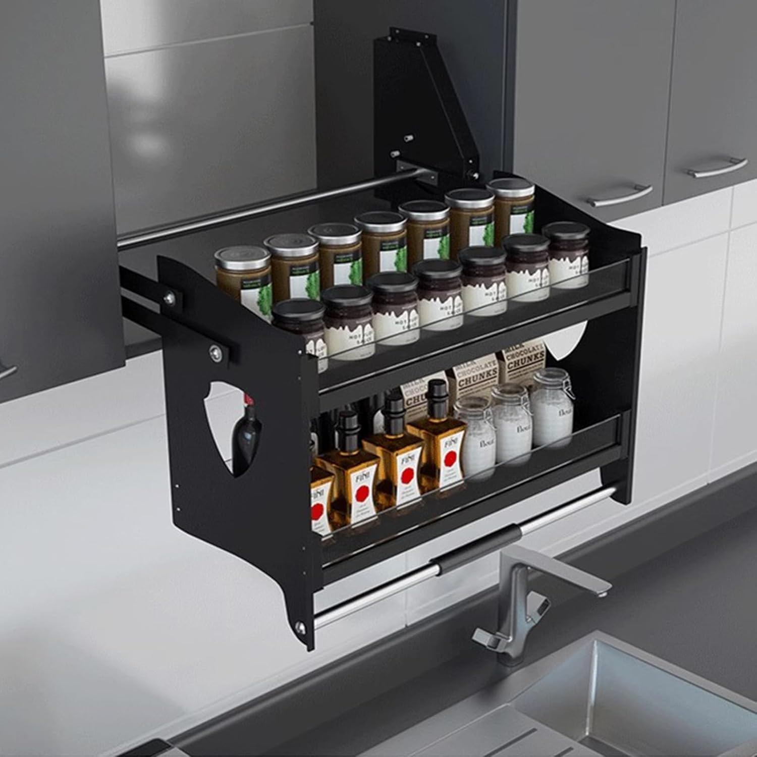 キャビネット プルダウン シェルフ システム、キッチン 壁スライド