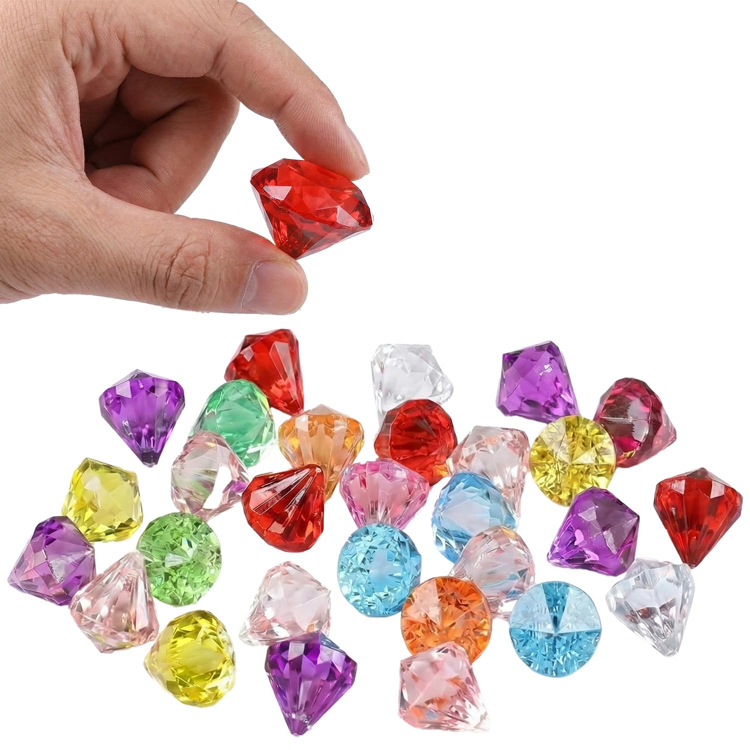 30 Pcs Multicolor Acrylic Diamond Gems, Gems for Crafting, Crystals and Gemstones, Acrylic Fake Plastic Gems for Favors Decoration Art Crafts( 25mm)