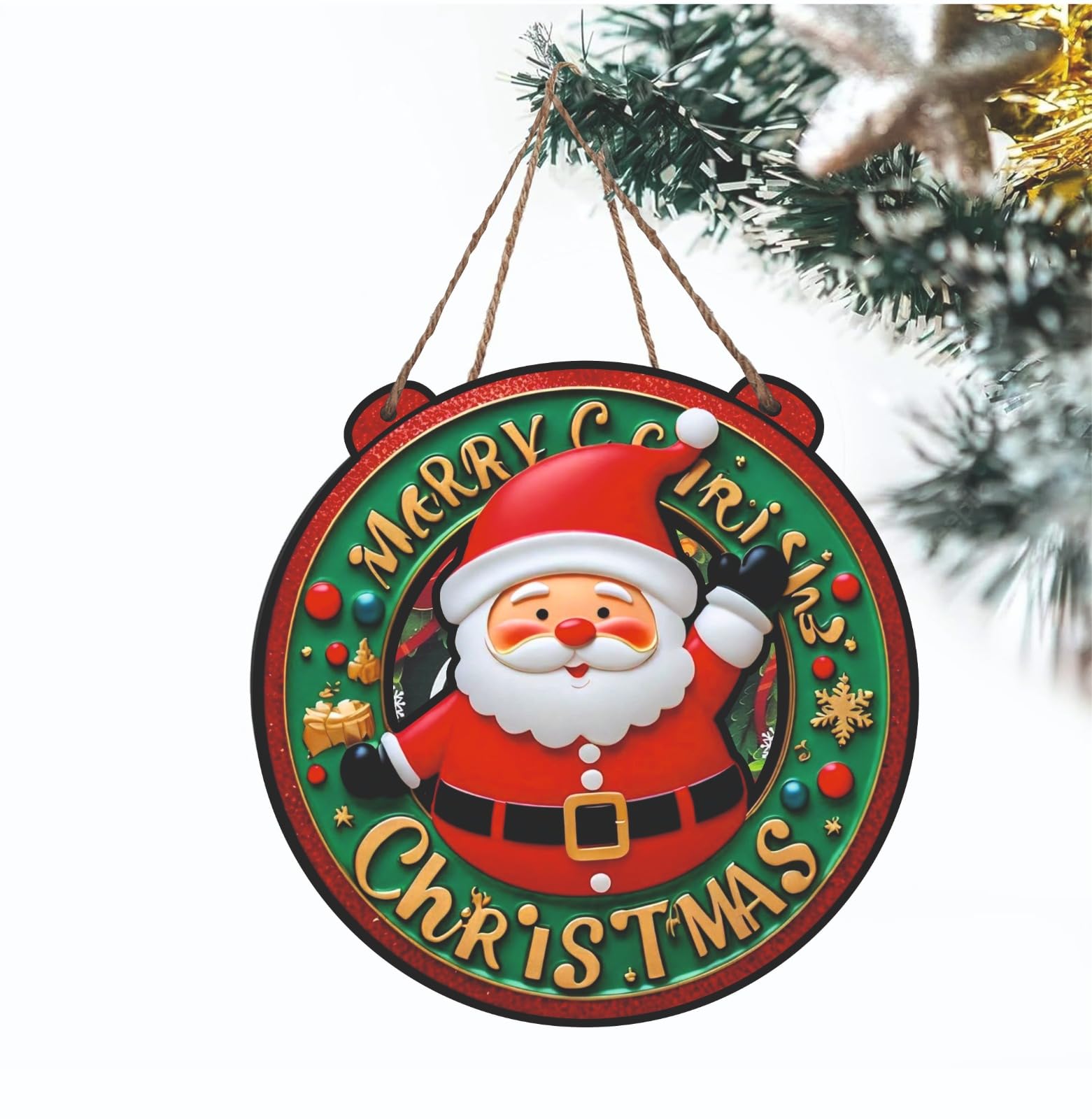 Christmas Wall/Door Hanging for Home Decorations - Santa with Gifts Items (2)