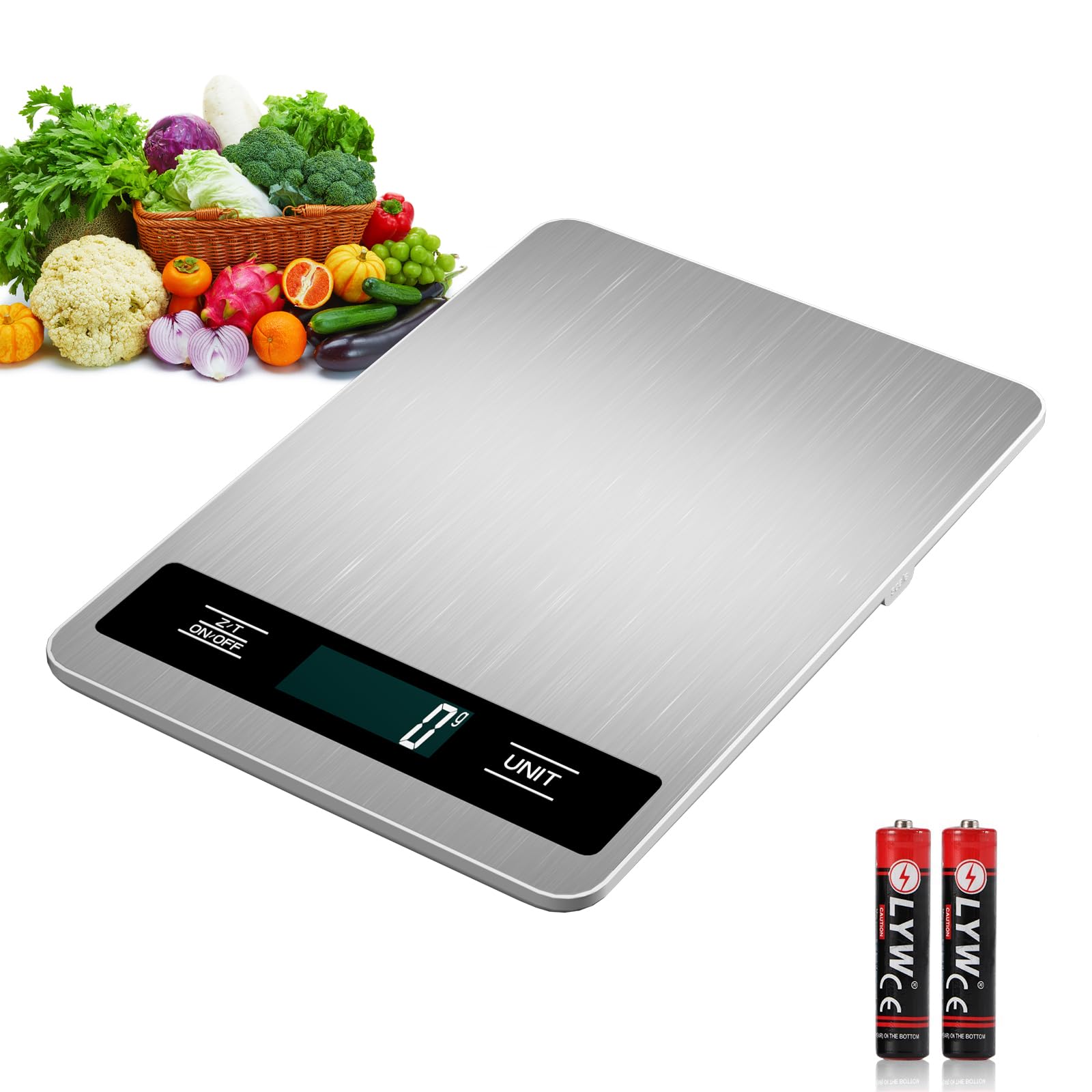Food Scale Grams and Ounces - Digital Kitchen Scale 33lb 15kg 1g 0 1oz Accuracy Stainless Steel Lightweight