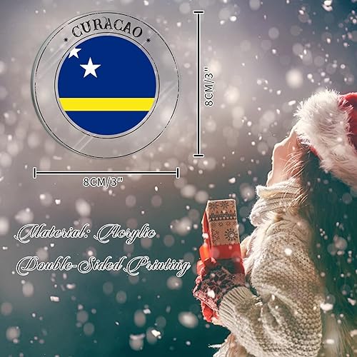Miniatura 2 de Bandera de Curacao adorno para árbol de Navidad bandera nacional decoración de árbol de Navidad recuerdo acrílico adorno colgante para árbol de