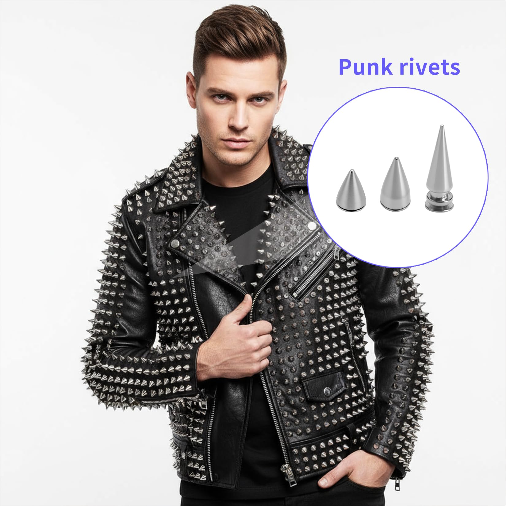 110 zestawów metalowych nitów keglowych ze śrubokrętem, srebrne, 3 rozmiary - metalowe nity śrubowe do odzieży, skóry, DIY, toreb, butów, dekoracji (szerokość 7 mm, Ø 10/14/20 mm)