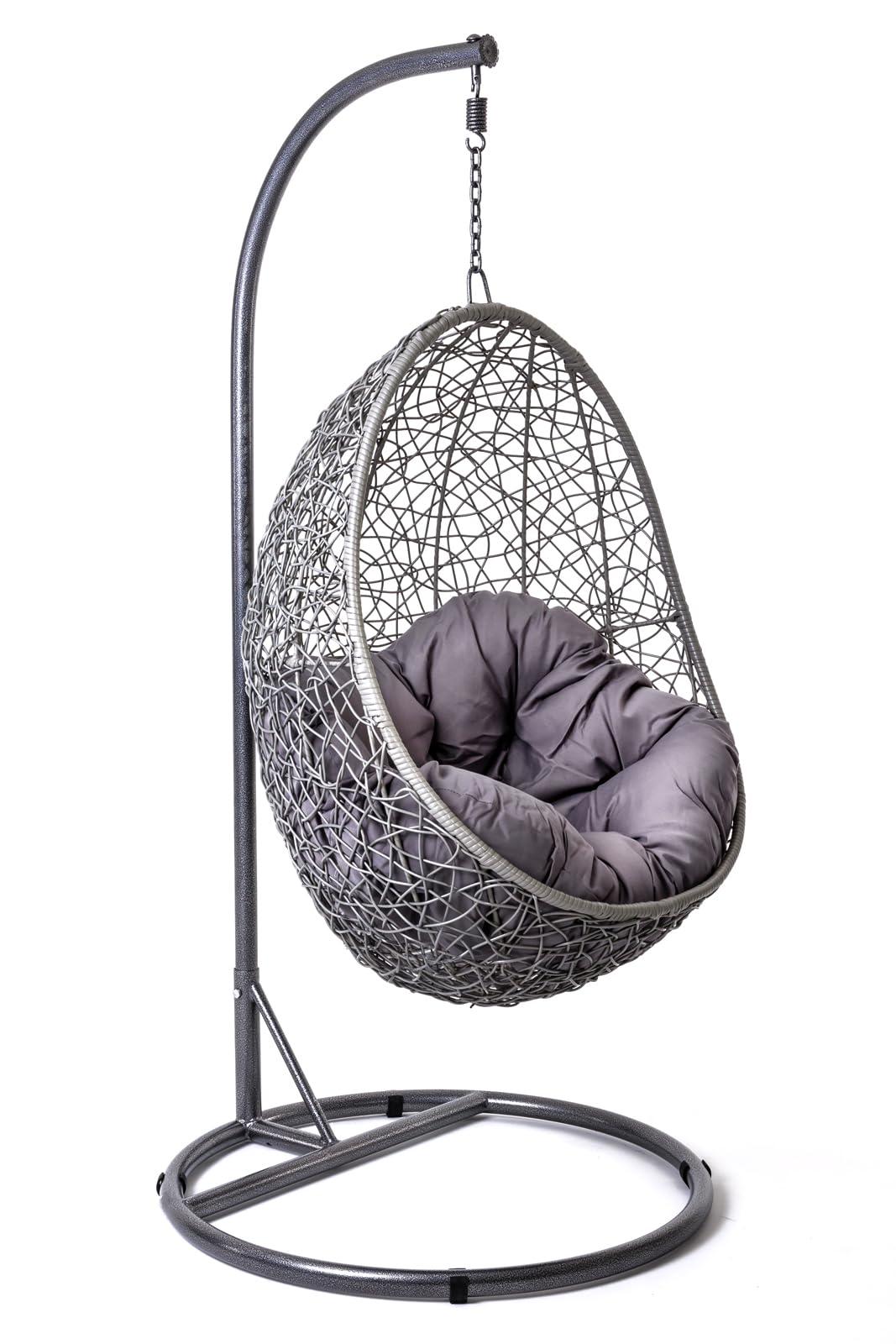COSTWAY Outdoor/Indoor/Balcony/Garden/Porch/Back Yard/Living Room/Bed Room/Terrace/Jhula/Patio/Rattan and Wicker/Single Seater Swing for Adult and Child (Color Grey and Grey)