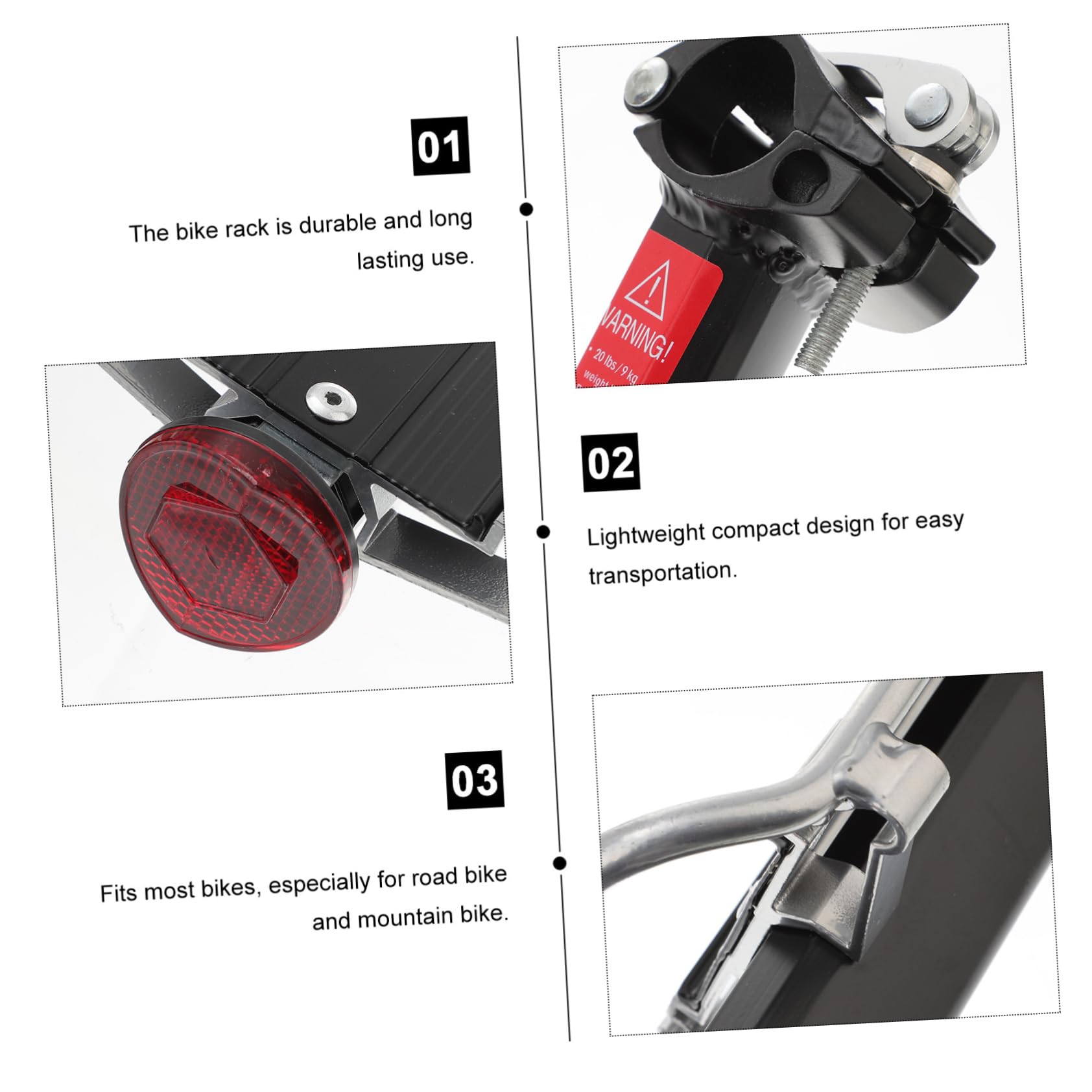 GANAZONO Aluminum Alloy Quick Release Rear Cargo Rack for Bikes Mount Rack for Luggage Carrier Black Random Frame Color