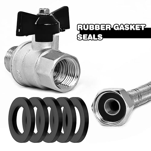 Miniatura 3 de Prasacco 25 arandelas de goma, sellos, sello de manguera de 12 pulgada para conexión de cabezal de ducha y manguera