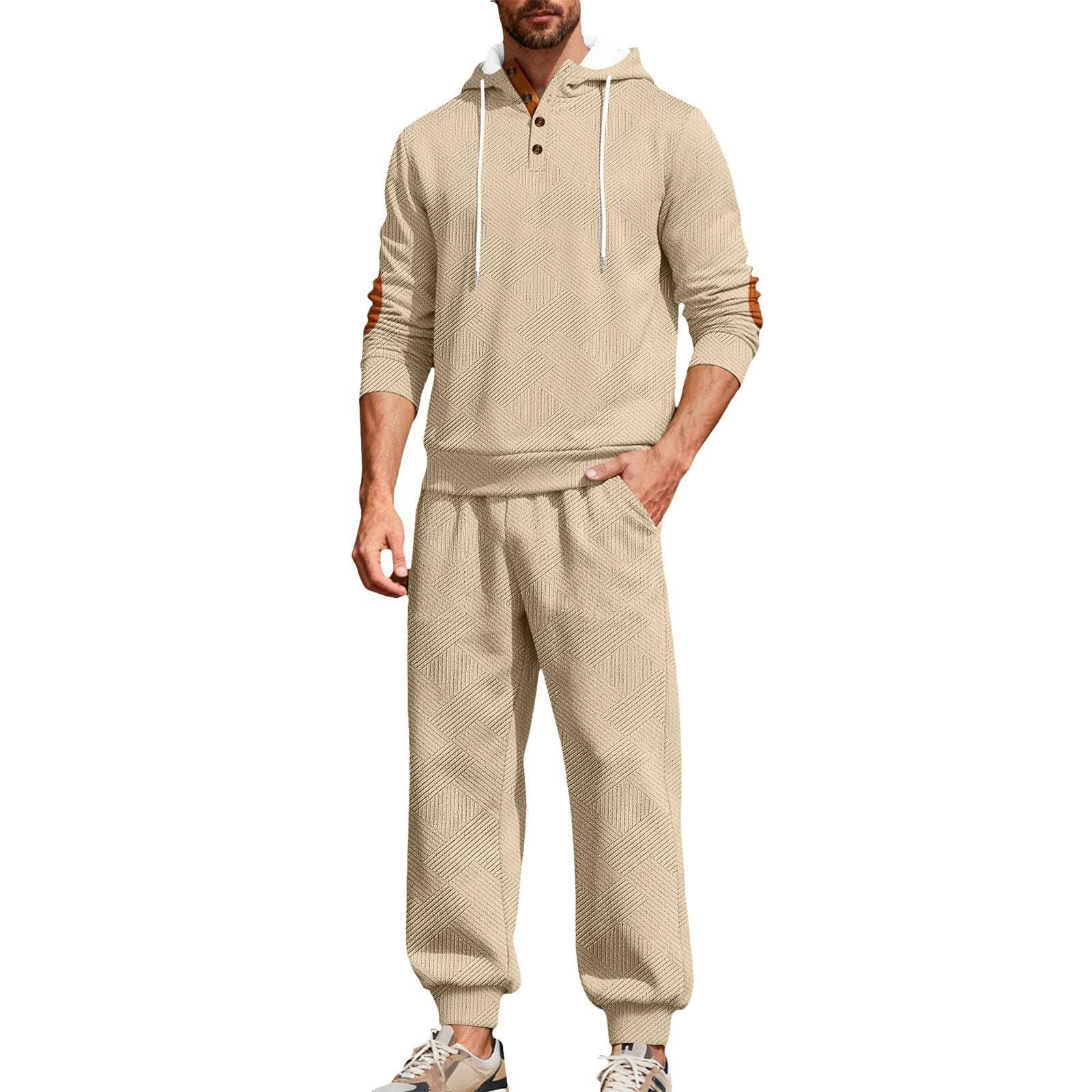 Tuta Uomo Estiva Casual Completo Uomo Elegante Felpa Con Cappuccio Coulisse E Pantaloni Con Tasche Tinta Unita Comodo Traspirante 2 Pezzi Set Completo Estivo Tute Sportivo Per Attività All'Aperto