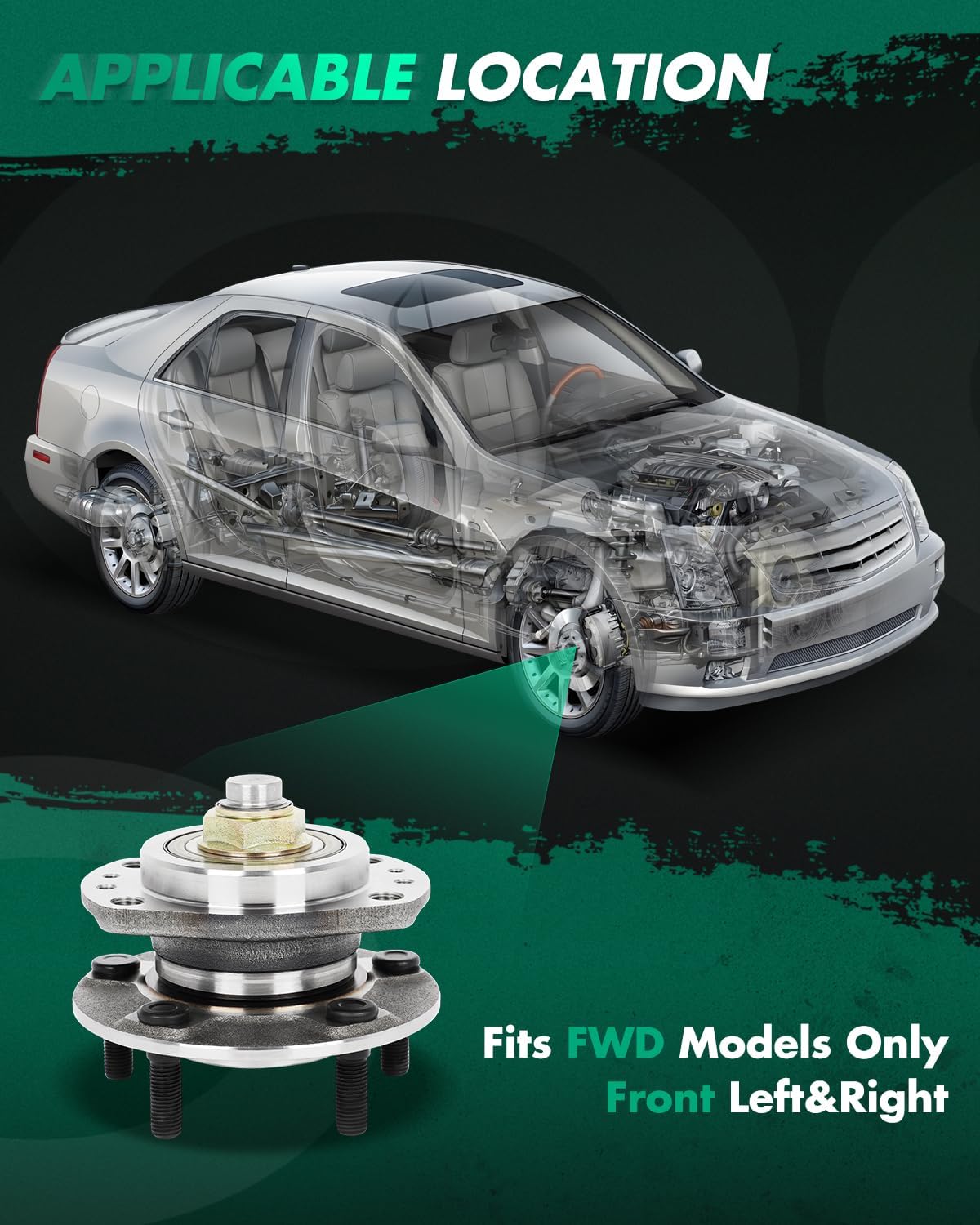 SCITOO Rear Hub Bearing Assembly 512170 2001-2007 For Chrysler Town & Country 2001-2007 For Dodge Grand Caravan For Chrysler Voyager W/O ABS Wheel Bearing Assembly kit