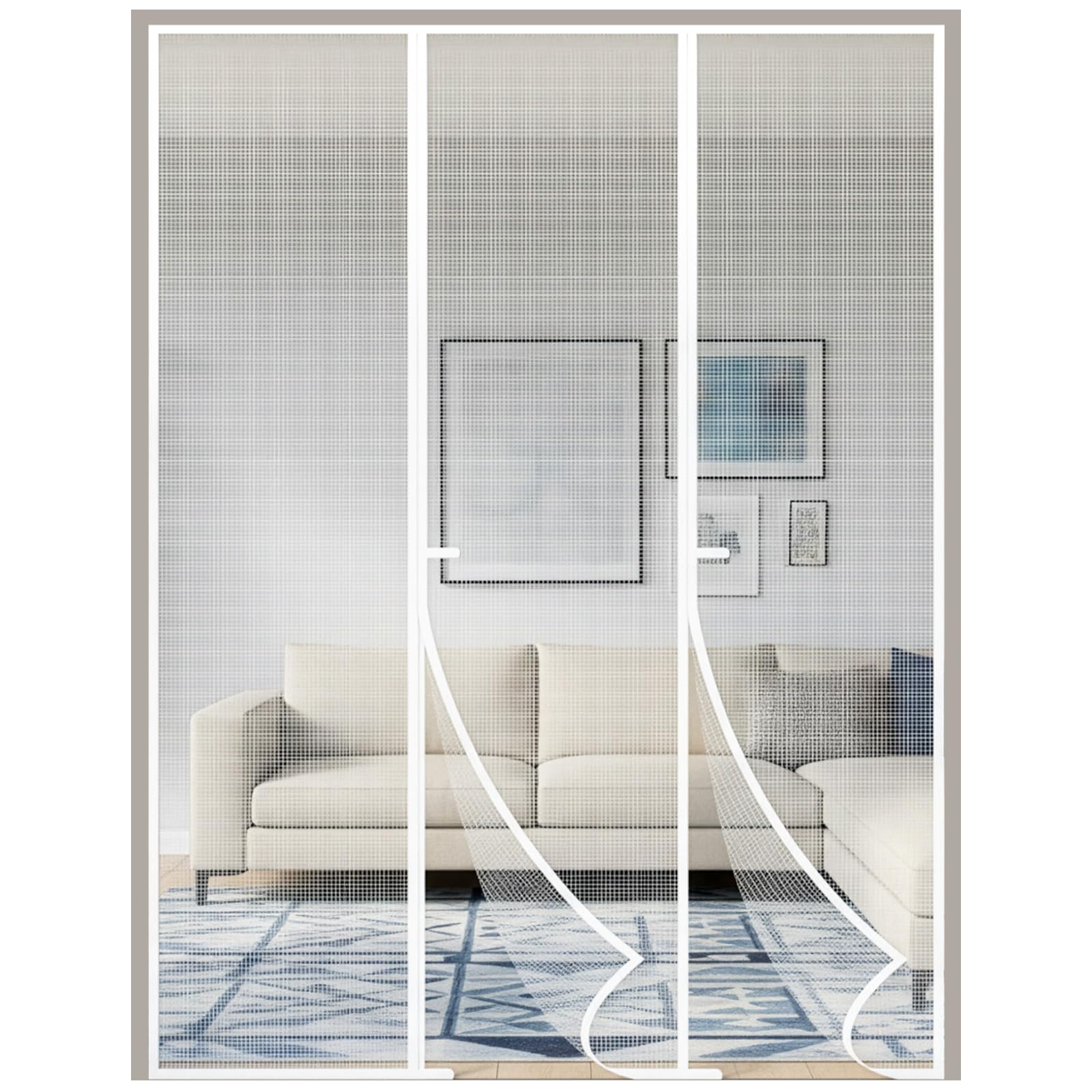 Sunnynest White Magnetic Fly Screen Door 158×206Cm Self Closing Mesh
