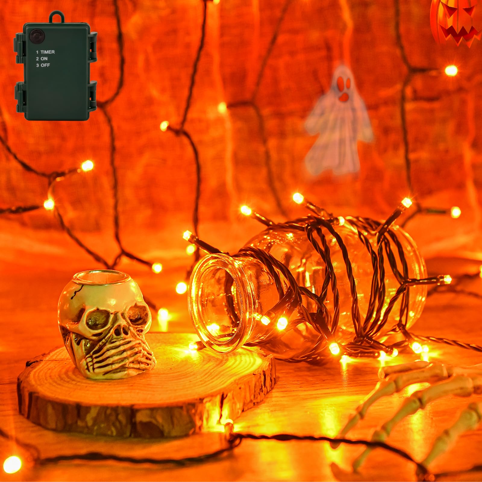 Isisyu Halloween Lichterkette Außen Batterie, 3M 30 LED Oran