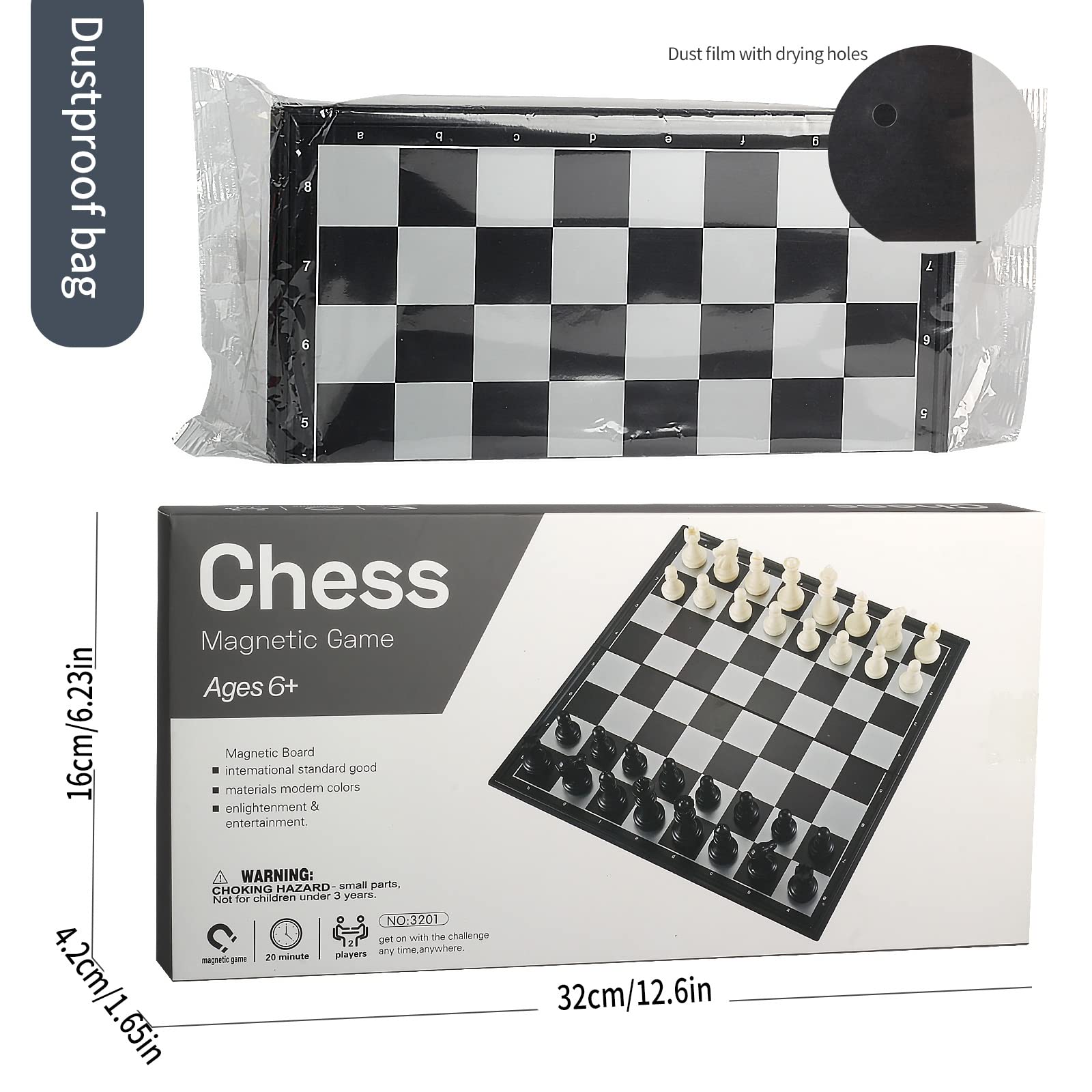 Andux Zusammenklappbares Magnetisches Schach-Reisebrettspiel GJXQ-04 (L)