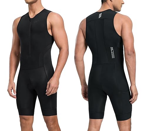 Santic Men's Triathlon Suit Sleeveless Skinsuit Padded Quick-Dry Swim Bike