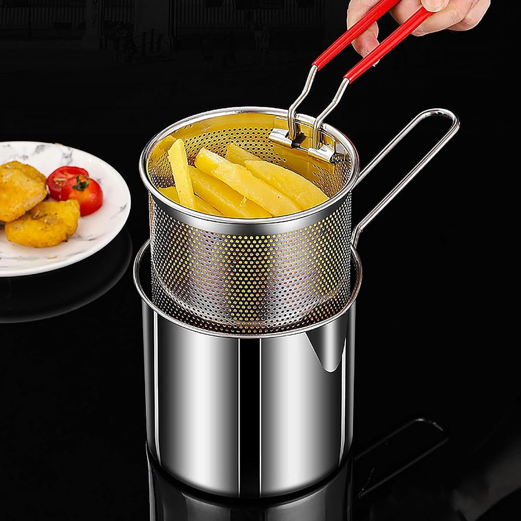 Panier À Frire, Panier De Chef En Acier Inoxydable, Ronde