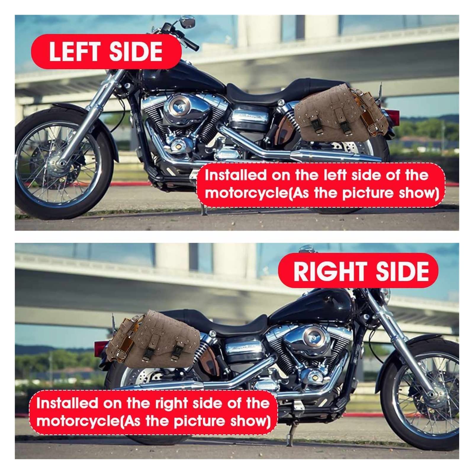 evomosa Universele zijtas voor motorfiets, PU lederen zijtassen waterdichte gereedschapstas voor motorfiets - zwart (linkerkant evomosa Universele zijtas voor motorfiets, PU lederen zijtassen waterdichte gereedschapstas voor motorfiets - zwart (linkerkant