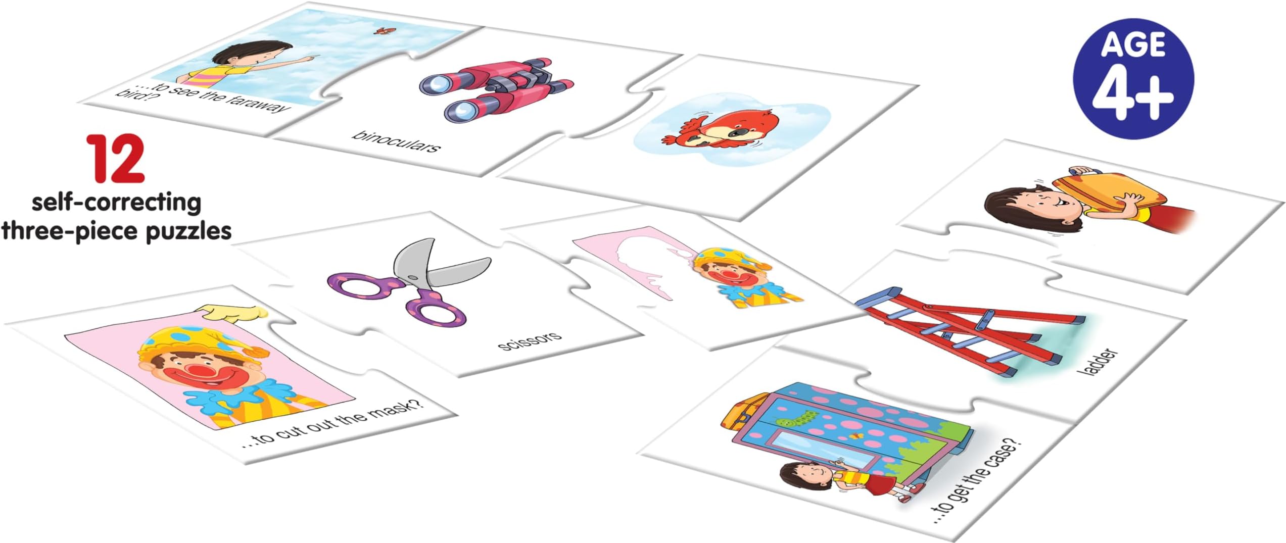 Frank What Do I Use Puzzle โ 36 Pieces, 12 Self-Correcting 3-Piece Puzzles, Early Learner Educational Jigsaw Puzzle Set with Images | Ages 4 & Above | Educational Toys and Games