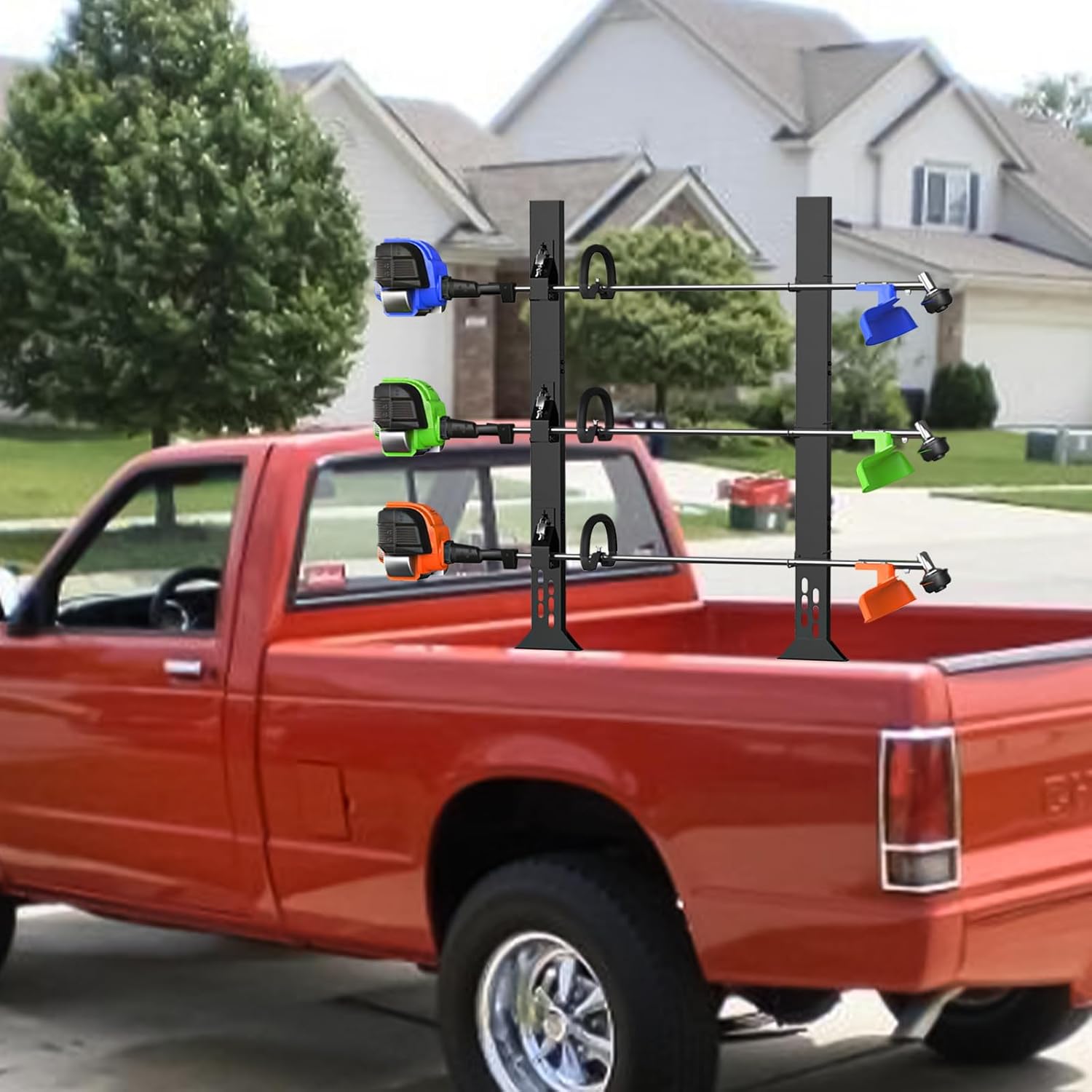 Weed Eater Racks for Open Trailer, 3 Place Heavy Duty Trimmer Racks for Open Trailers,Weedeater Rack for Open Trailer with Locks