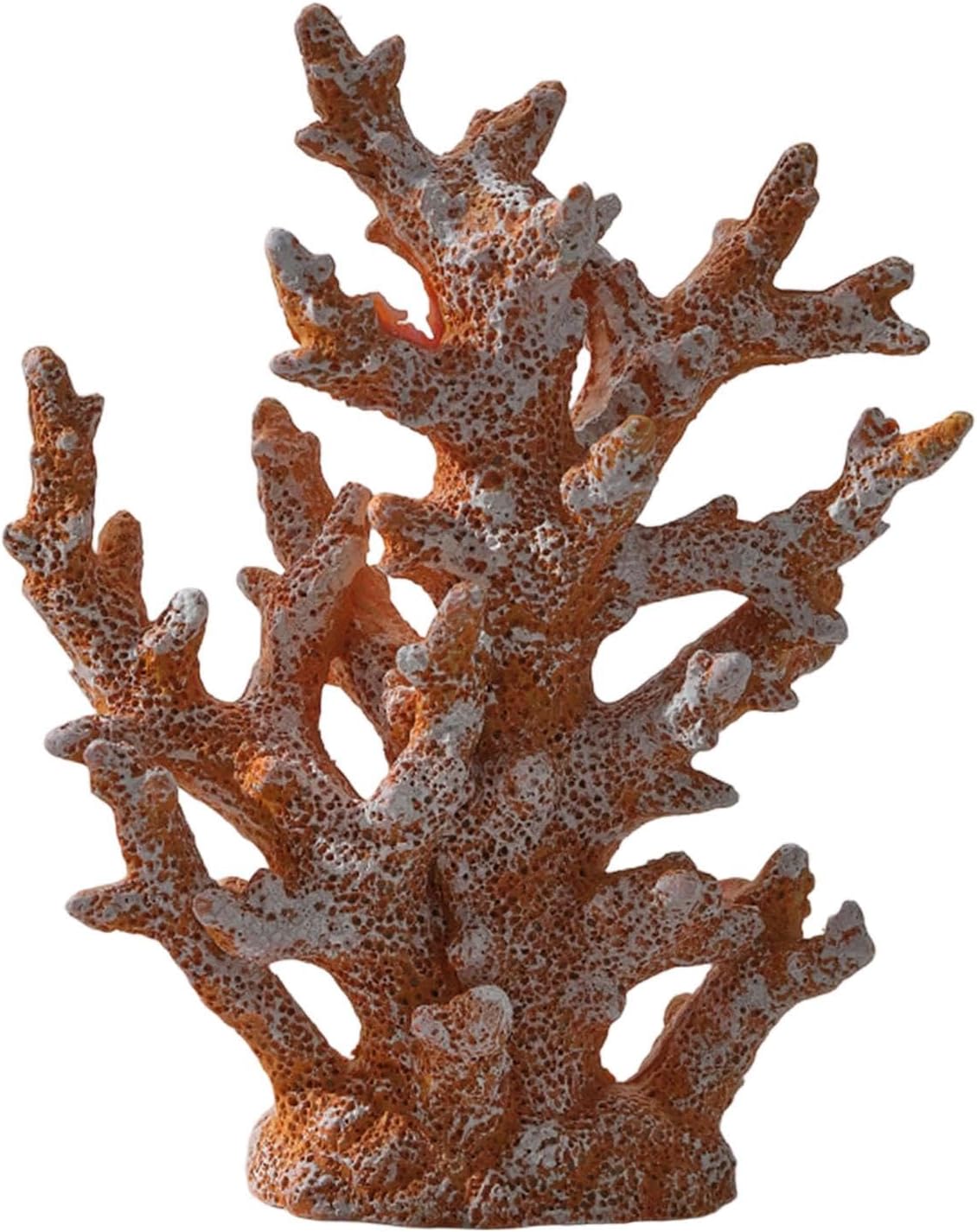 HouseVibe Artificial Coral Tank Decor Coral Statue Resin Aquarium Ornament Desktop Decor for Bookshelf 7.48 x 3.15 x 9.45 inch- Orange