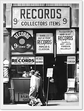VERENIX Fashion Black And White Photography Wall Art Vintage Preppy Record Shop Poster Retro Trendy Music Art Aesthetic Canvas Print for Music Lovers Gifts 08x10 inch Unframed