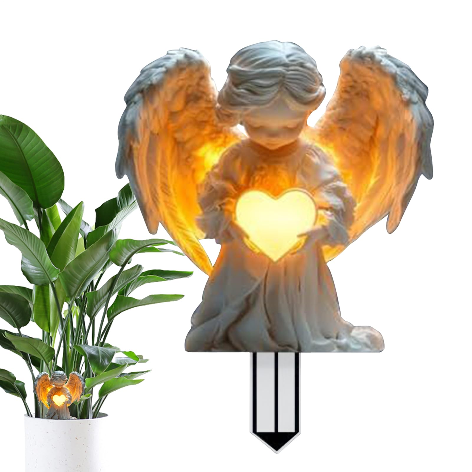 kinrguiyuez Yard Stake Decor - Eternal embraces Angel Acrylic Ground Pedal,Solar Angel Garden Statue,Waterproof Praying Grave Angels,for Garden Decoration Flower Pot Decoration,Baptism Gift