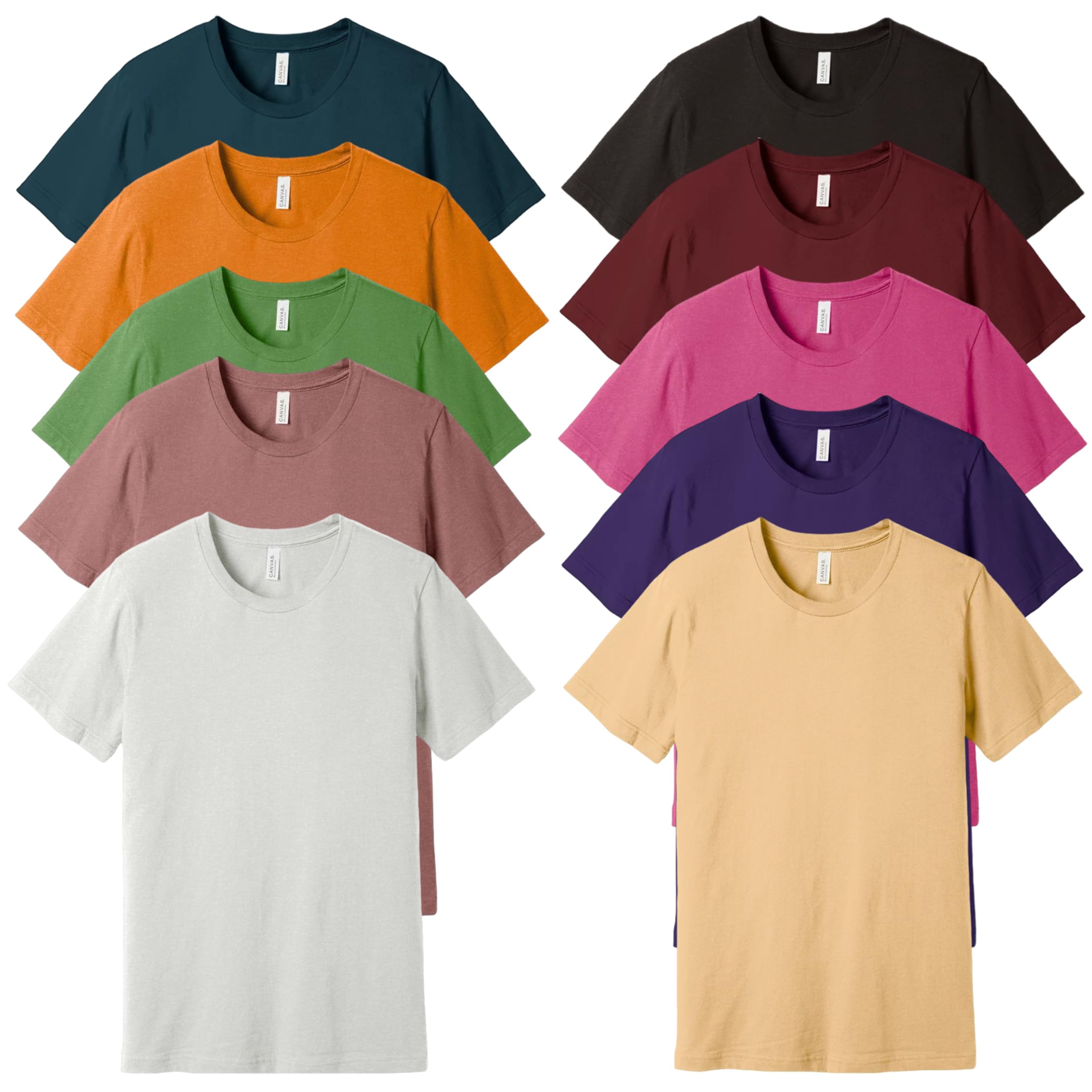 BELLA CANVAS Tshirt Unisex Cotton Short Sleeve T Shirt Multipack of 1 3 6 10 Make Your Own